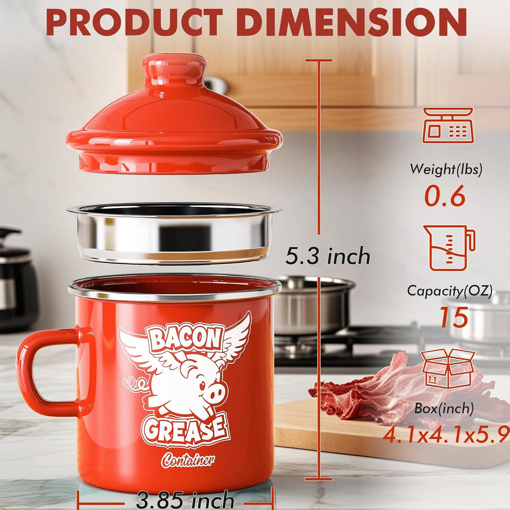Red Meat Chopper And 15OZ Red Bacon Grease Container