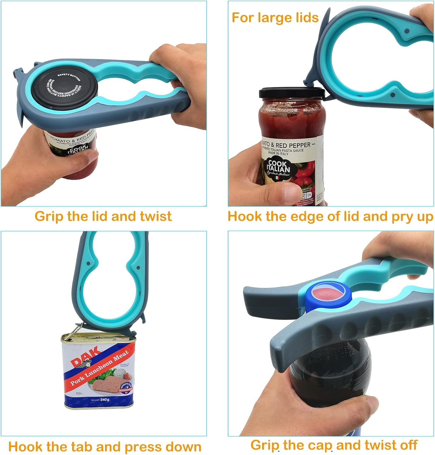 Latest Jar Opener Bottle Opener with 5pcs Jar Gripper Pads and Wine Opener for Weak Hands,Seniors with Arthritis,Low Strength
