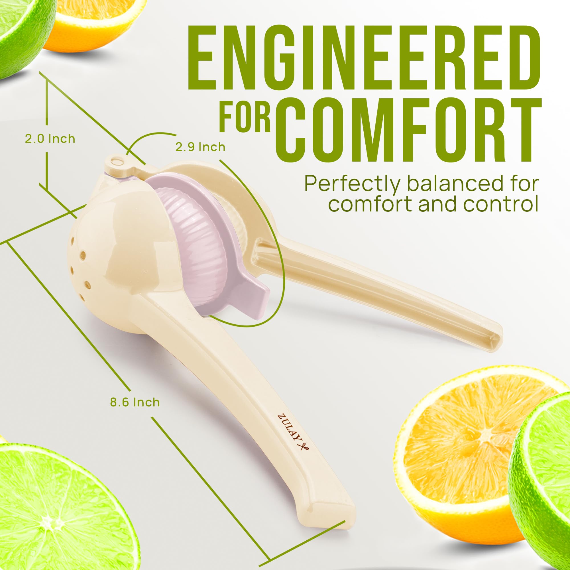Zulay Kitchen Metal 2-in-1 Lemon Squeezer - Sturdy Max Extraction Hand Juicer Lemon Squeezer Gets Every Last Drop - Easy to Clean Manual Citrus Juicer - Easy-Use Lemon Juicer Squeezer - Yellow/Green