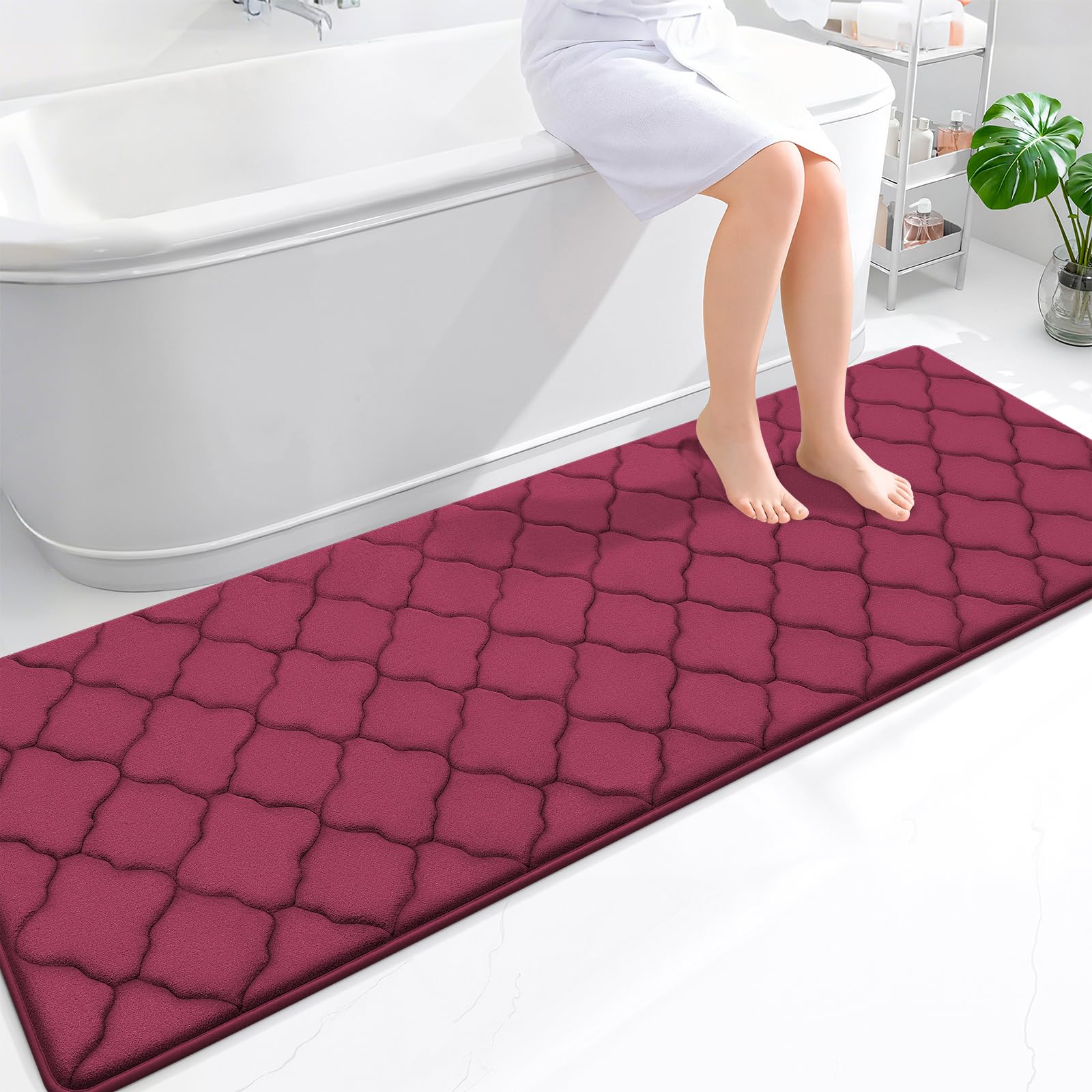 OLANLY Memory Foam Bath Mat Rug 24x16, Ultra Soft and Absorbent Bathroom Rugs, Non-Slip, Comfortable, Machine Washable Bath Carpet for Bathroom Floor, Tub, Shower and Home Decor Accessories, Black