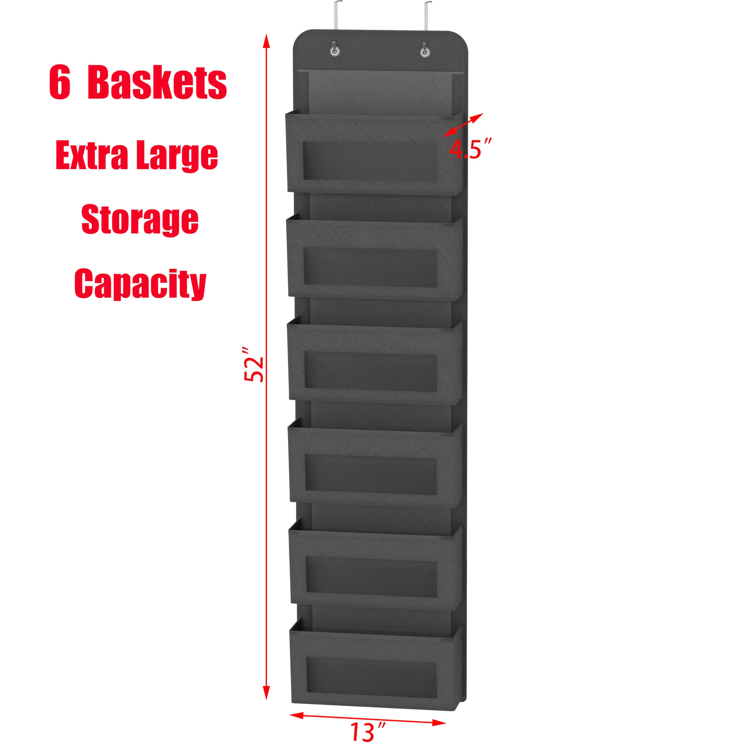 Simple Houseware 6 Clear Window Pocket Over Closet Door Storage Hanging Organizer for Bedroom, Bathroom, Pantry, Beige