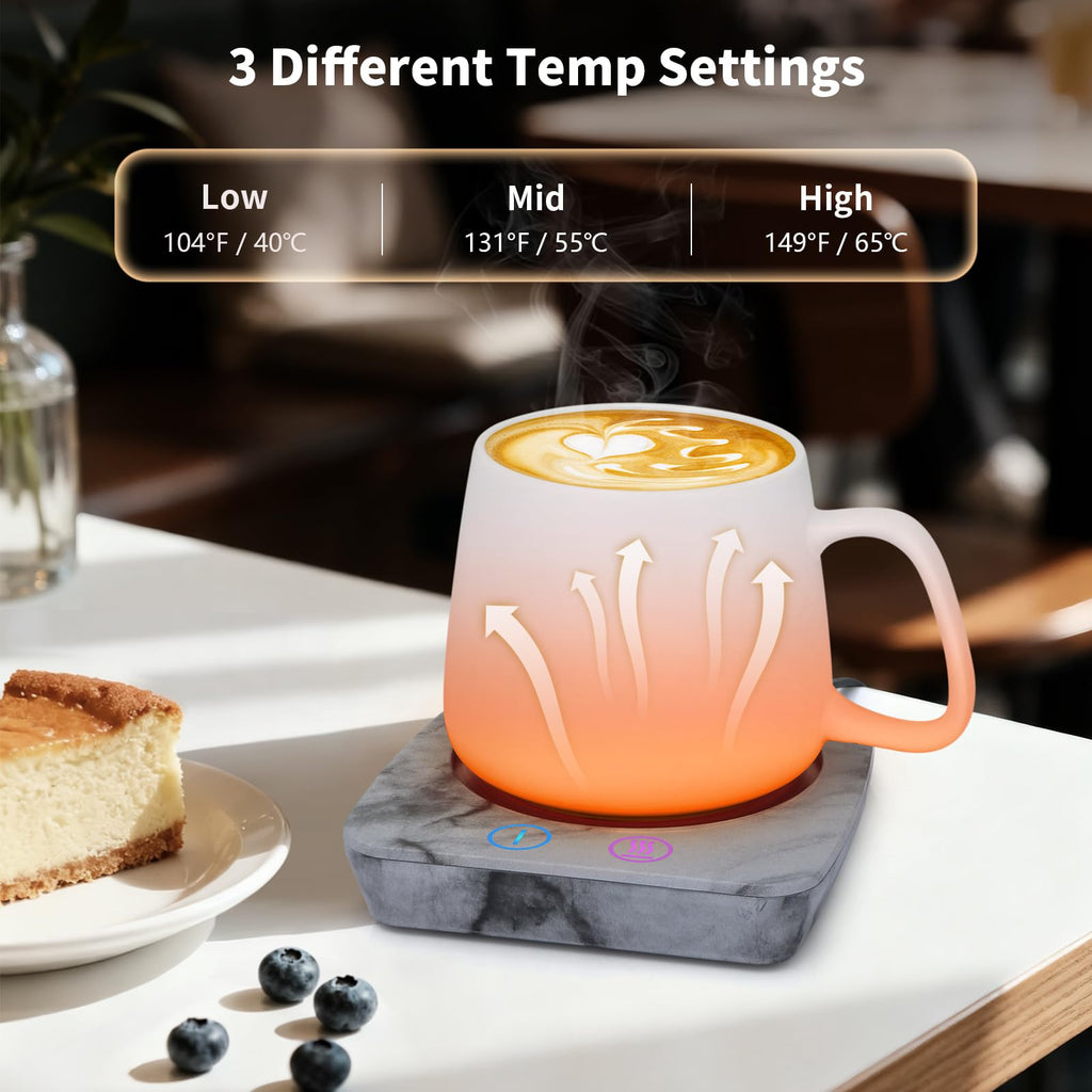 VOBAGA Imitation Wood Grain Coffee Cup Warmer & Mug Warmer for Desk, Electric Coffee Warmer Plate with 3-Temp Settings for Tea, Cocoa, Milk with Auto Shut Off After 4 Hours, Coffee Gifts for Women Men