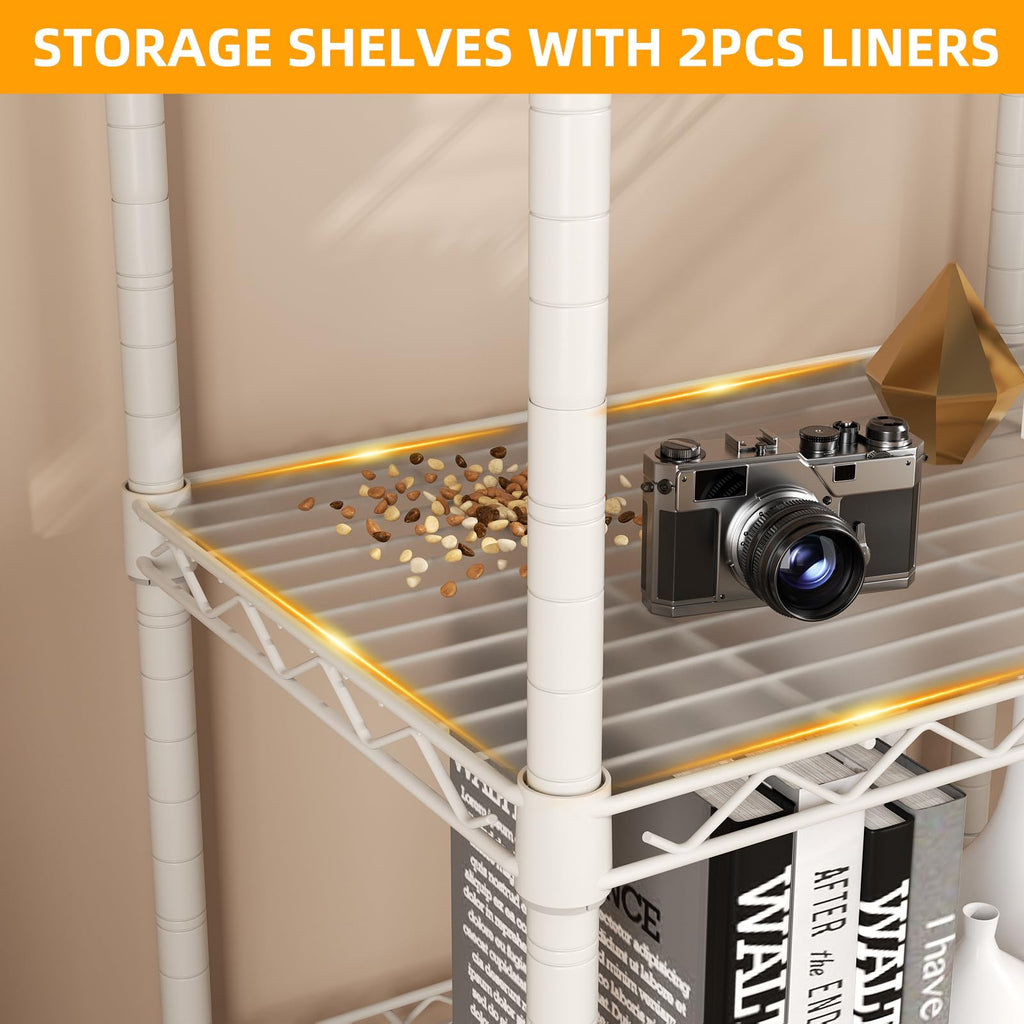 SINGAYE 3 Small Shelves Storage Shelf Wire Shelving Unit Metal Shelf Adjustable Organizers Storage Shelving with Wheels for Bathroom Laundry Room Kitchen Pantry11.5”D x 17.5”W x 30.5”H White