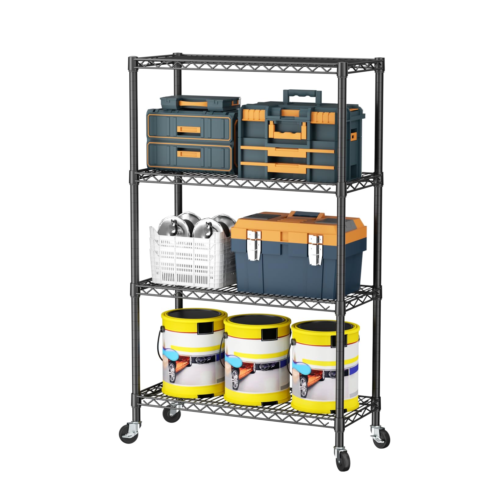 SINGAYE 3 Small Shelves Storage Shelf Wire Shelving Unit Metal Shelf Adjustable Organizers Storage Shelving with Wheels for Bathroom Laundry Room Kitchen Pantry11.5”D x 17.5”W x 30.5”H White