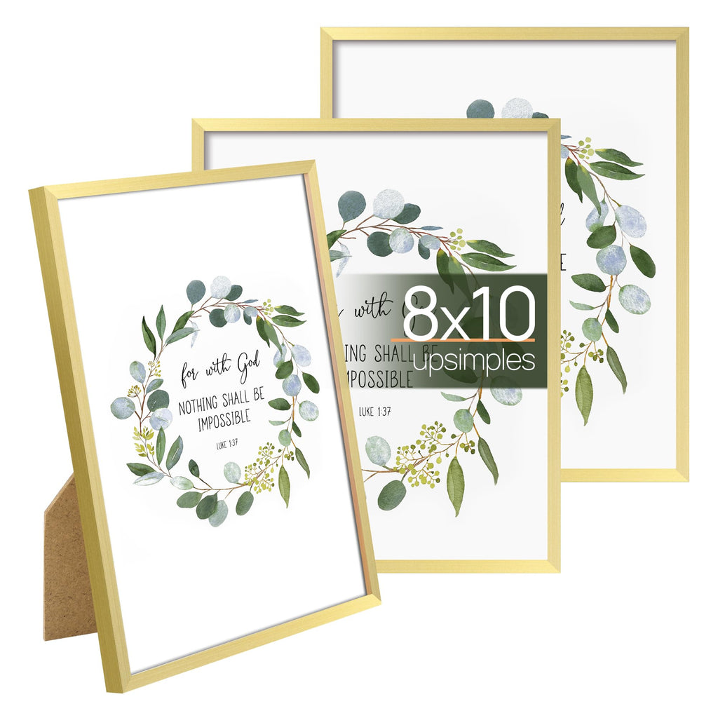 upsimples 5x7 Picture Frame Set of 3, Made of High Definition Glass for 5 x 7 Black Frames, Wall and Tabletop Display Thin Border Photo Frame for Home Décor