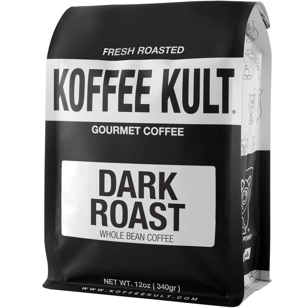 Koffee Kult Dark Roast Whole Bean Coffee - Small Batch 100% Arabica Gourmet Blend, Smooth and Well Balanced Artisan Roasted in 32oz Resealable Package
