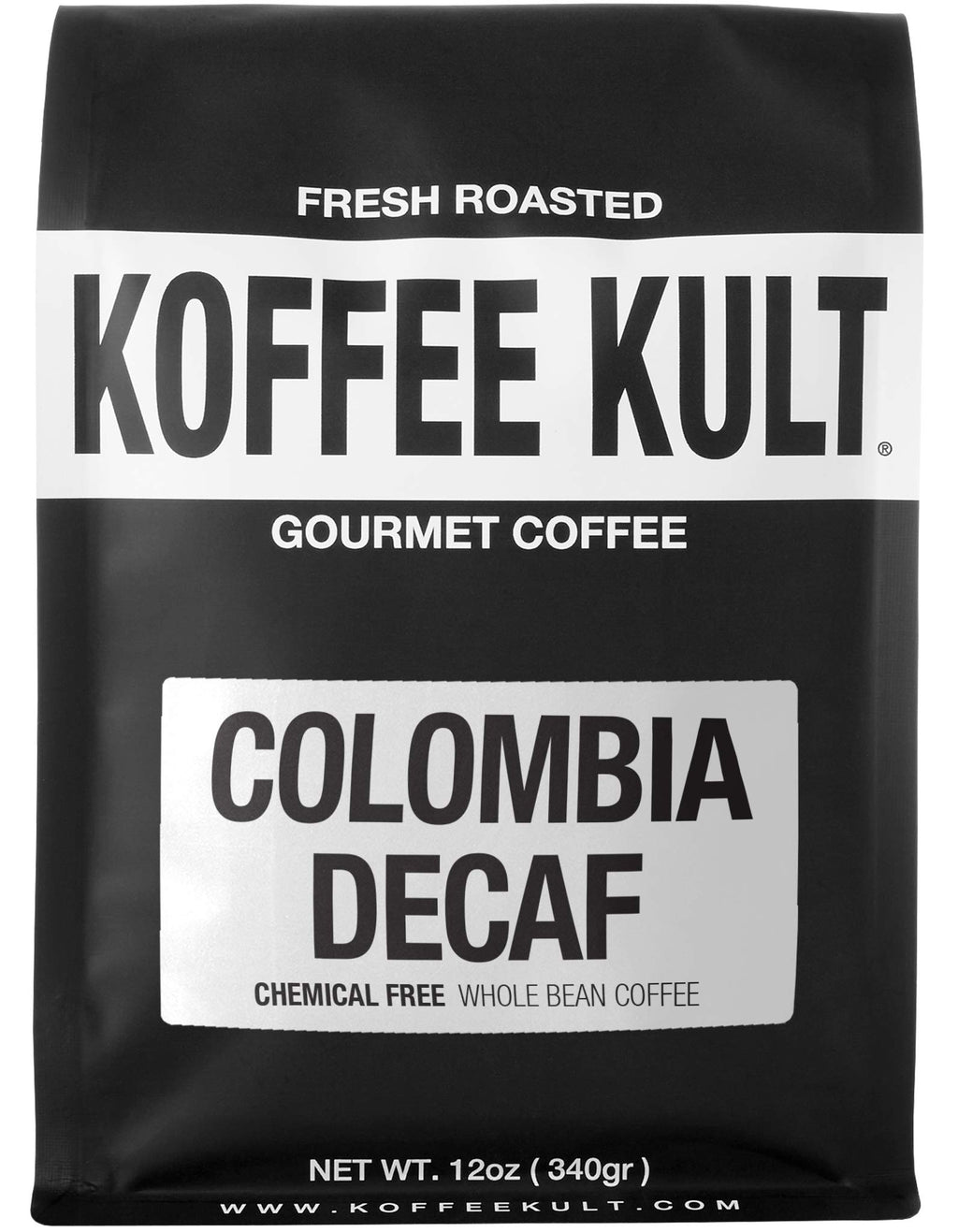 Koffee Kult Medium Roast Decaf Coffee Beans, Colombian Single Origin 100% Arabica Naturally Swiss Water Process Chemical Free - 32oz Resealable package