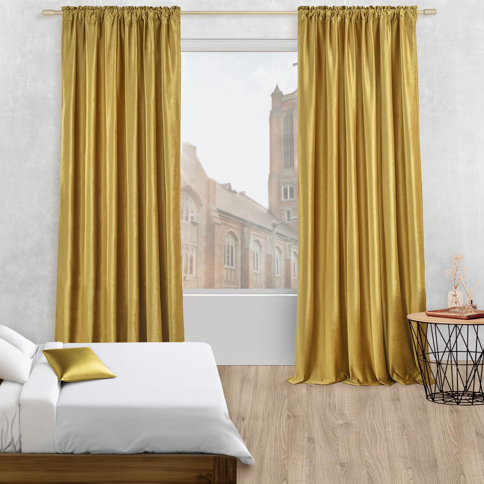 Topfinel Olive Green Velvet Curtains 84 Inches Long for Living Room,Blackout Thermal Insulated Curtains for Bedroom,Back Tab Modern Window Treatment for Living Room,52x84 Inch Length,Olive Green