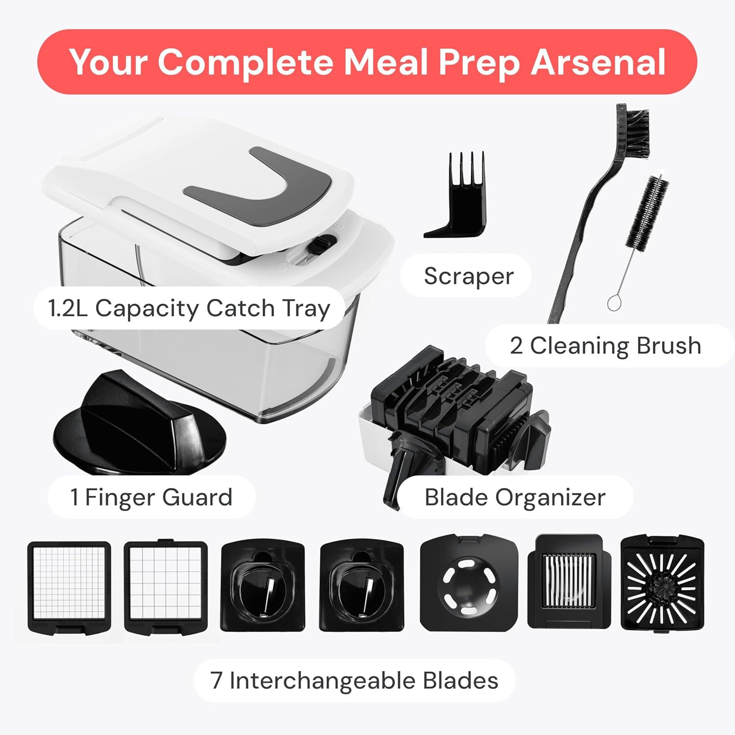 Fullstar The Original Pro Chopper - Vegetable Chopper and Spiralizer, Food Chopper with Container, Fruit Slicer, Kitchen Gadgets & Gifts, Home Essentials (7 in 1, White)