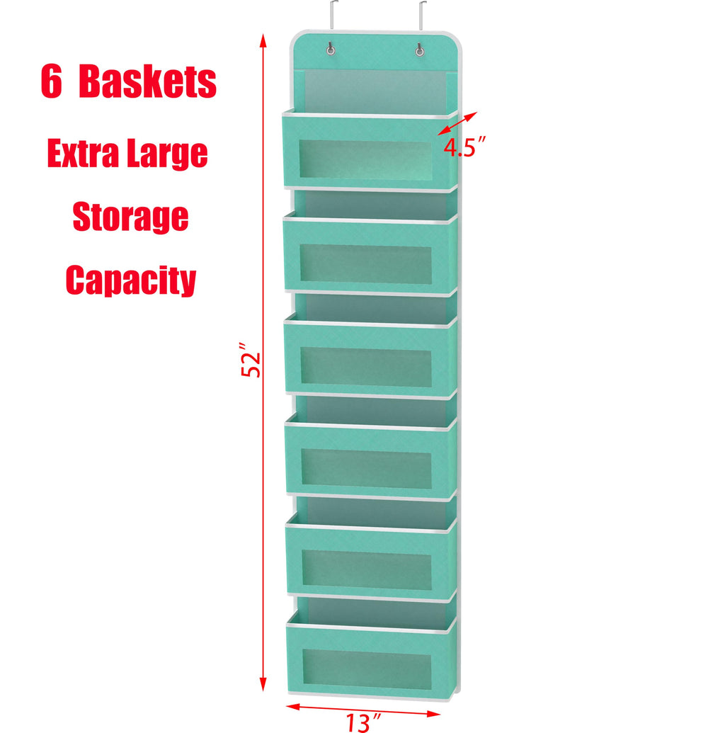 Simple Houseware 6 Clear Window Pocket Over Closet Door Storage Hanging Organizer for Bedroom, Bathroom, Pantry, Beige