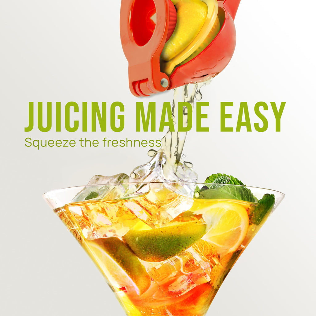 Zulay Kitchen Metal 2-in-1 Lemon Squeezer - Sturdy Max Extraction Hand Juicer Lemon Squeezer Gets Every Last Drop - Easy to Clean Manual Citrus Juicer - Easy-Use Lemon Juicer Squeezer - Yellow/Green