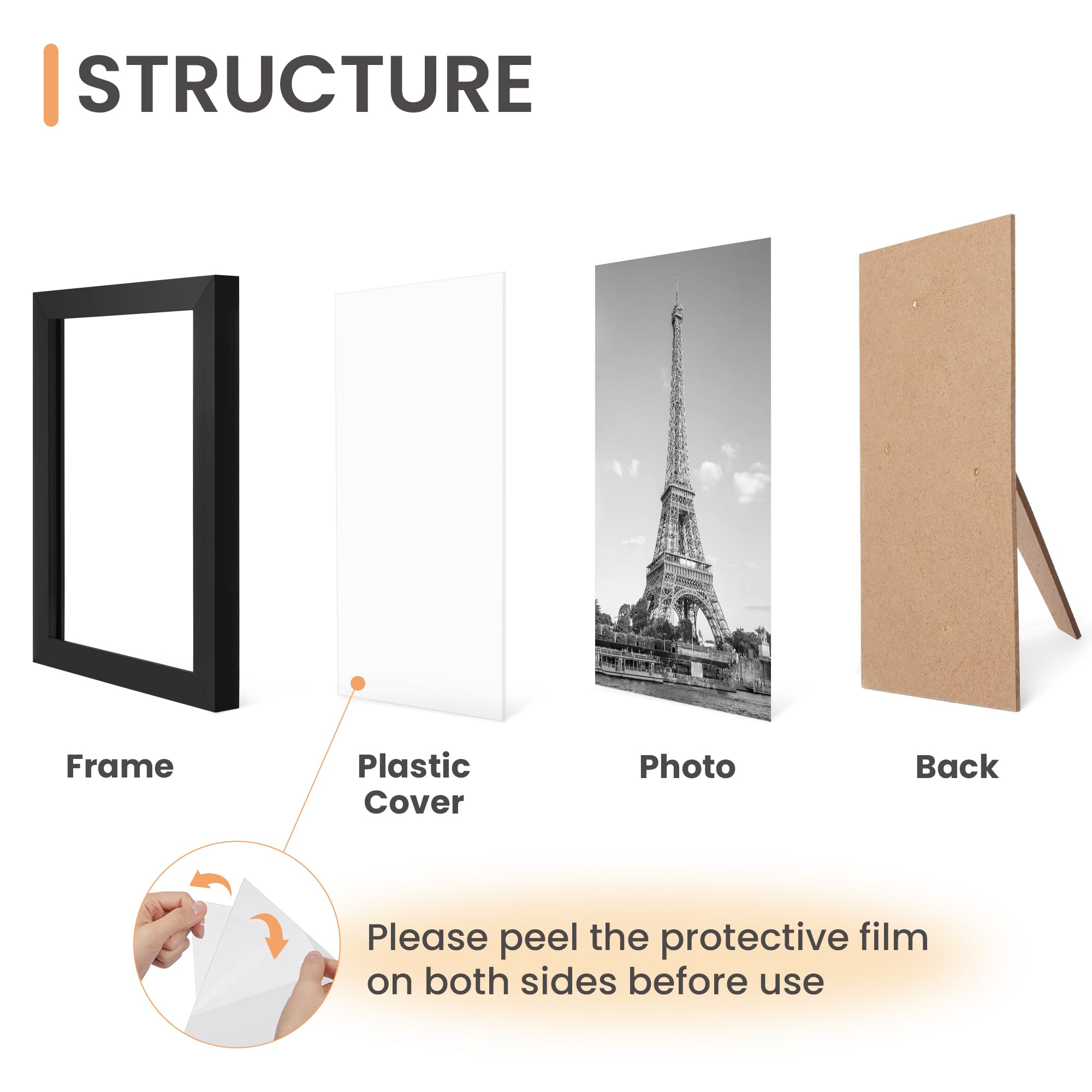 upsimples 10 Pack Picture Frames Collage Wall Decor for Mounting or Tabletop Display, Photo Gallery Frame Set for Family, Multi Sizes Including 8x10, 5x7, 4x6, Black