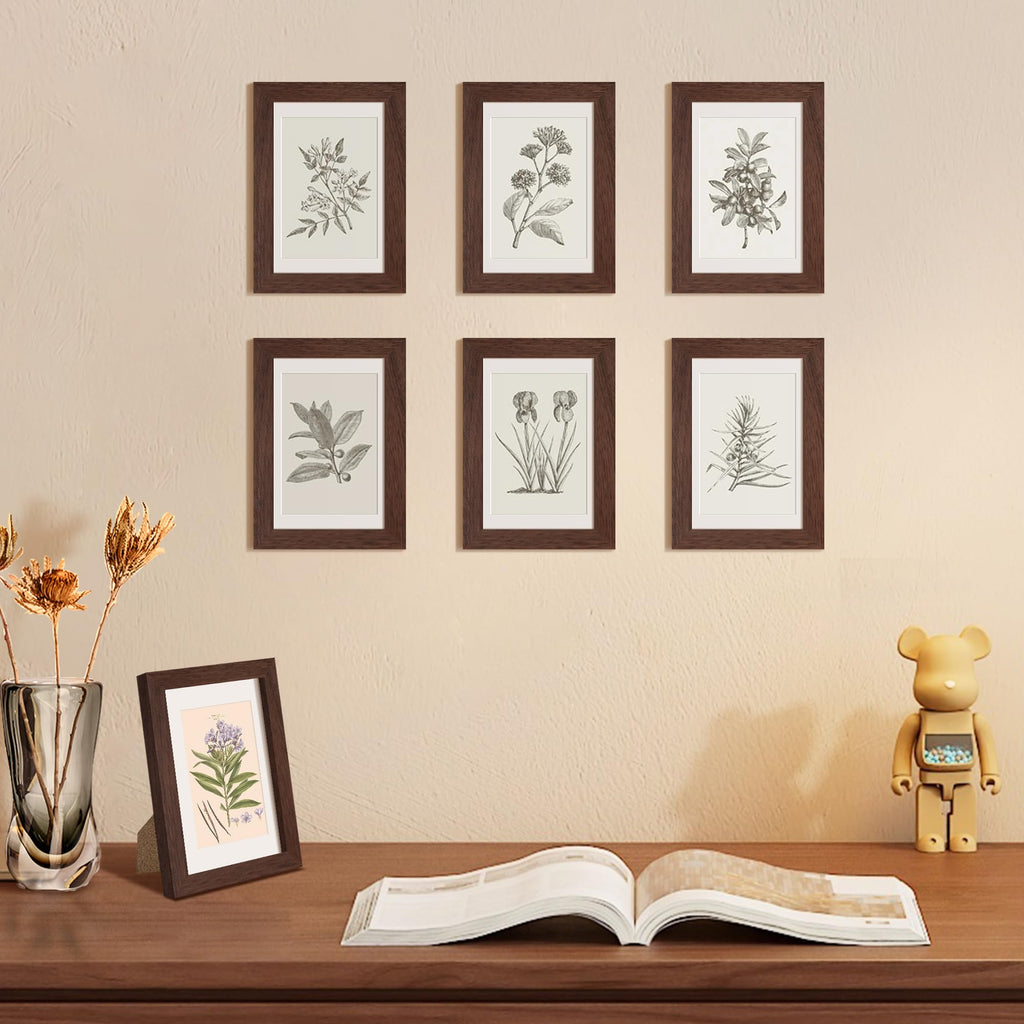 upsimples 5x7 Picture Frame Set of 10, Display Pictures 4x6 with Mat or 5x7 Without, Multi Photo Frames Collage for Wall or Tabletop Display, Black