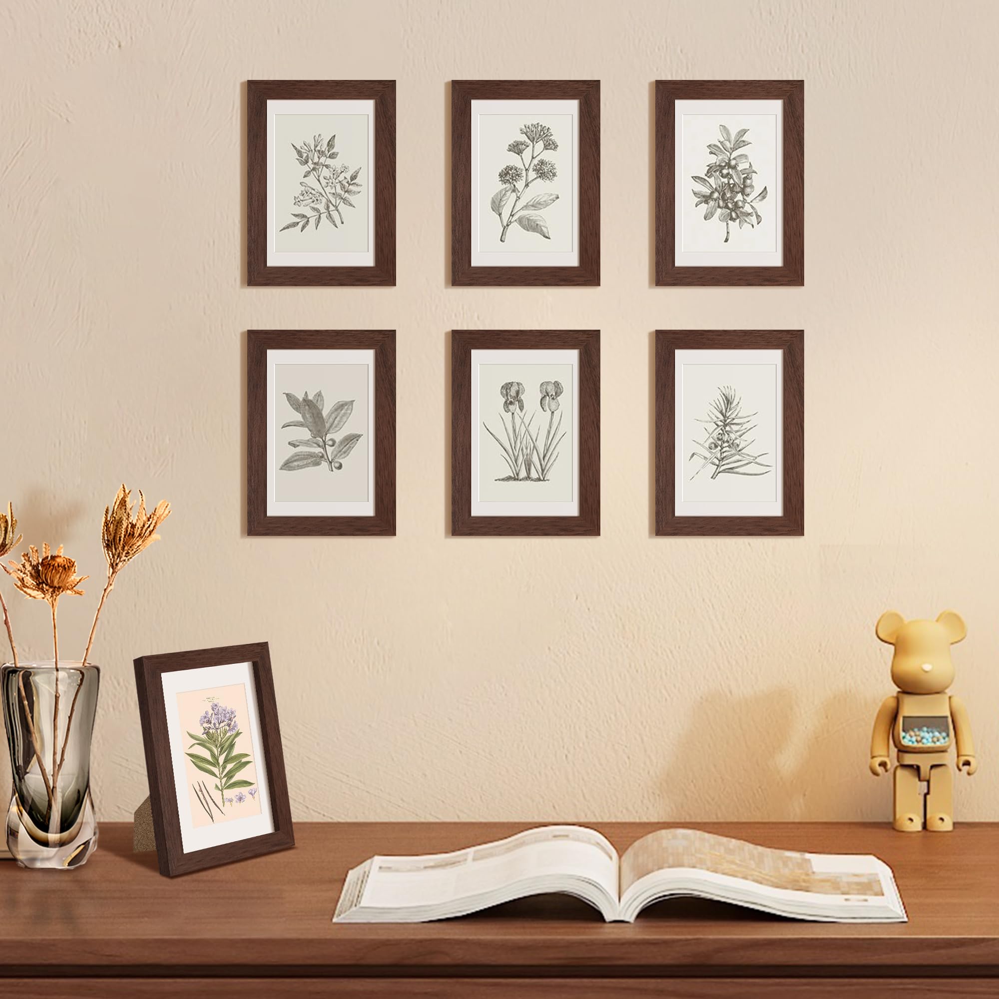 upsimples 5x7 Picture Frame Set of 10, Display Pictures 4x6 with Mat or 5x7 Without, Multi Photo Frames Collage for Wall or Tabletop Display, Black