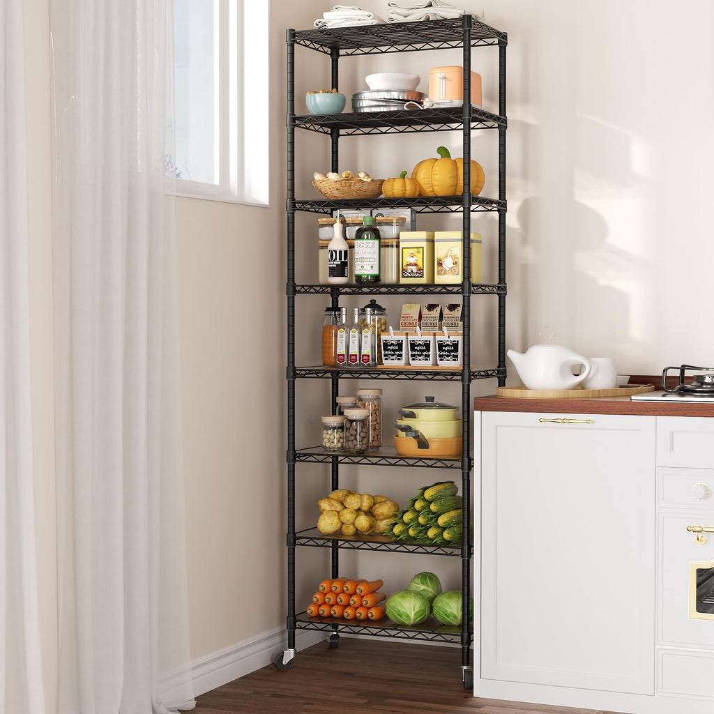 SINGAYE 3 Small Shelves Storage Shelf Wire Shelving Unit Metal Shelf Adjustable Organizers Storage Shelving with Wheels for Bathroom Laundry Room Kitchen Pantry11.5”D x 17.5”W x 30.5”H White