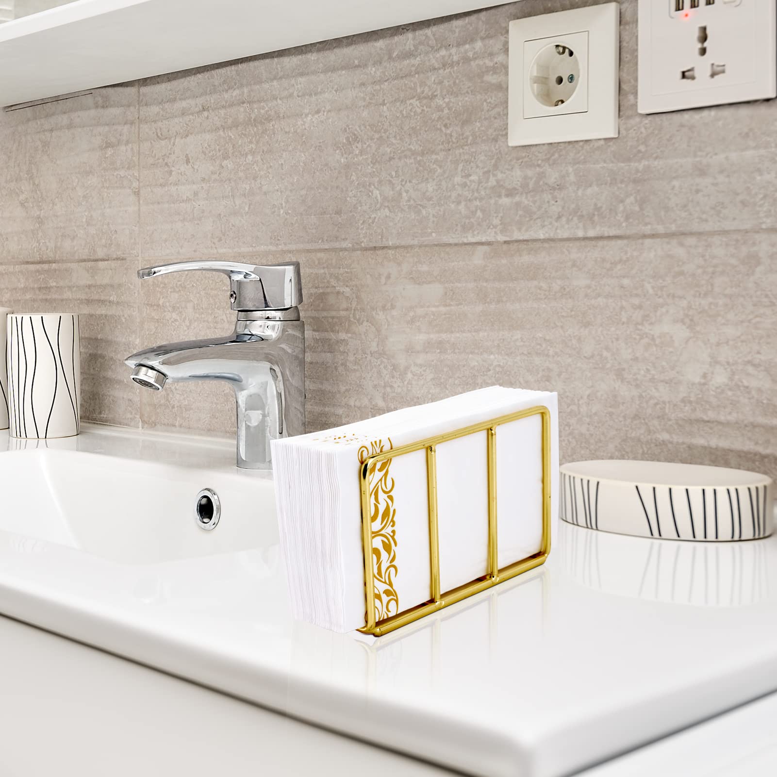 Vplus 600 Pack Paper Napkins Guest Towels Disposable Premium Quality 3-ply Dinner Napkins Disposable Soft, Absorbent, for Kitchen, Wedding, Parties, Dinners or Events(Gold)