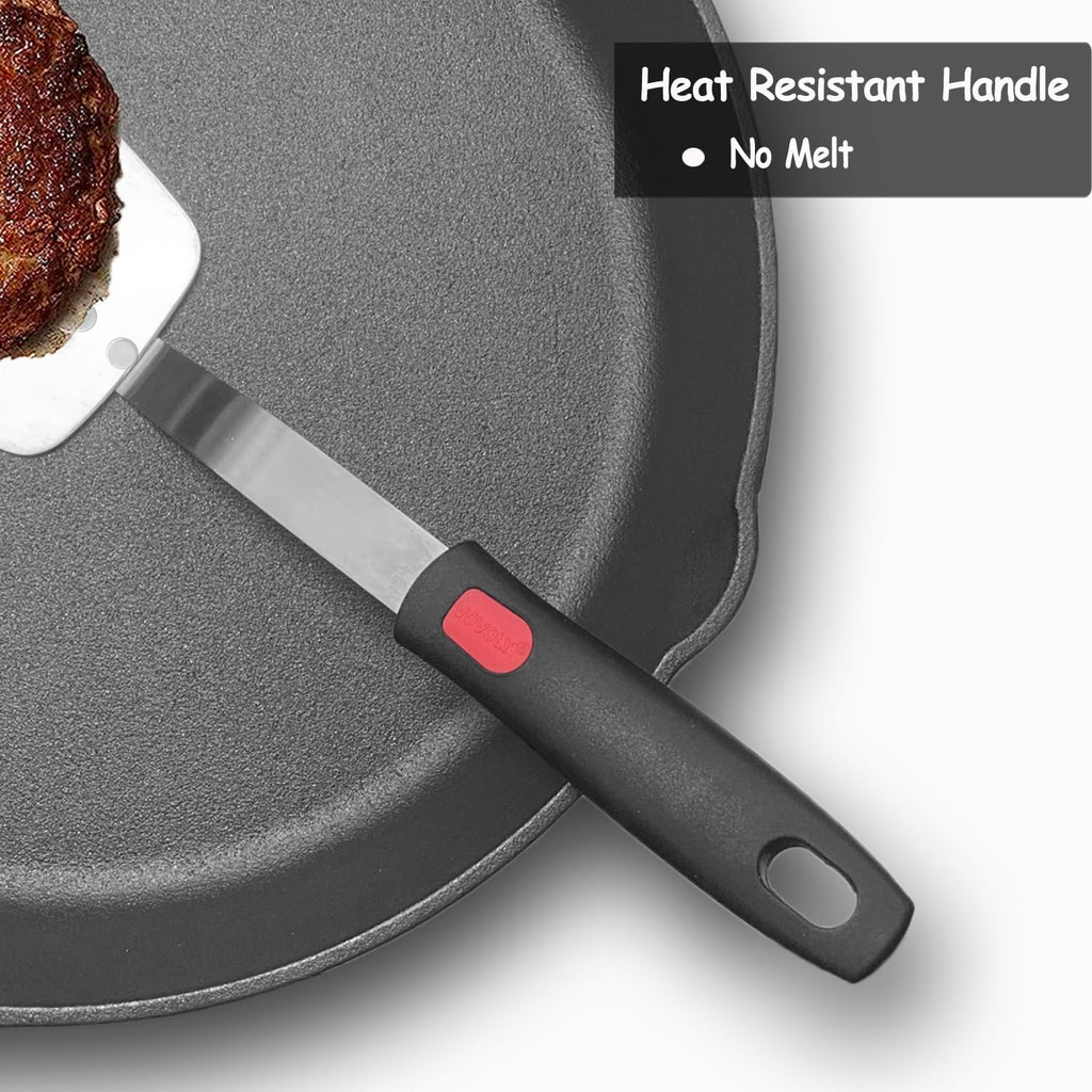 Stainless Steel Spatula Turner, Slotted Metal Spatula for Kitchen Use,VOVOLY Heavy Duty Cooking Turner, Wide Blade with Beveled Edge and Heat Resistant Silicone Handle, Dishwasher Safe