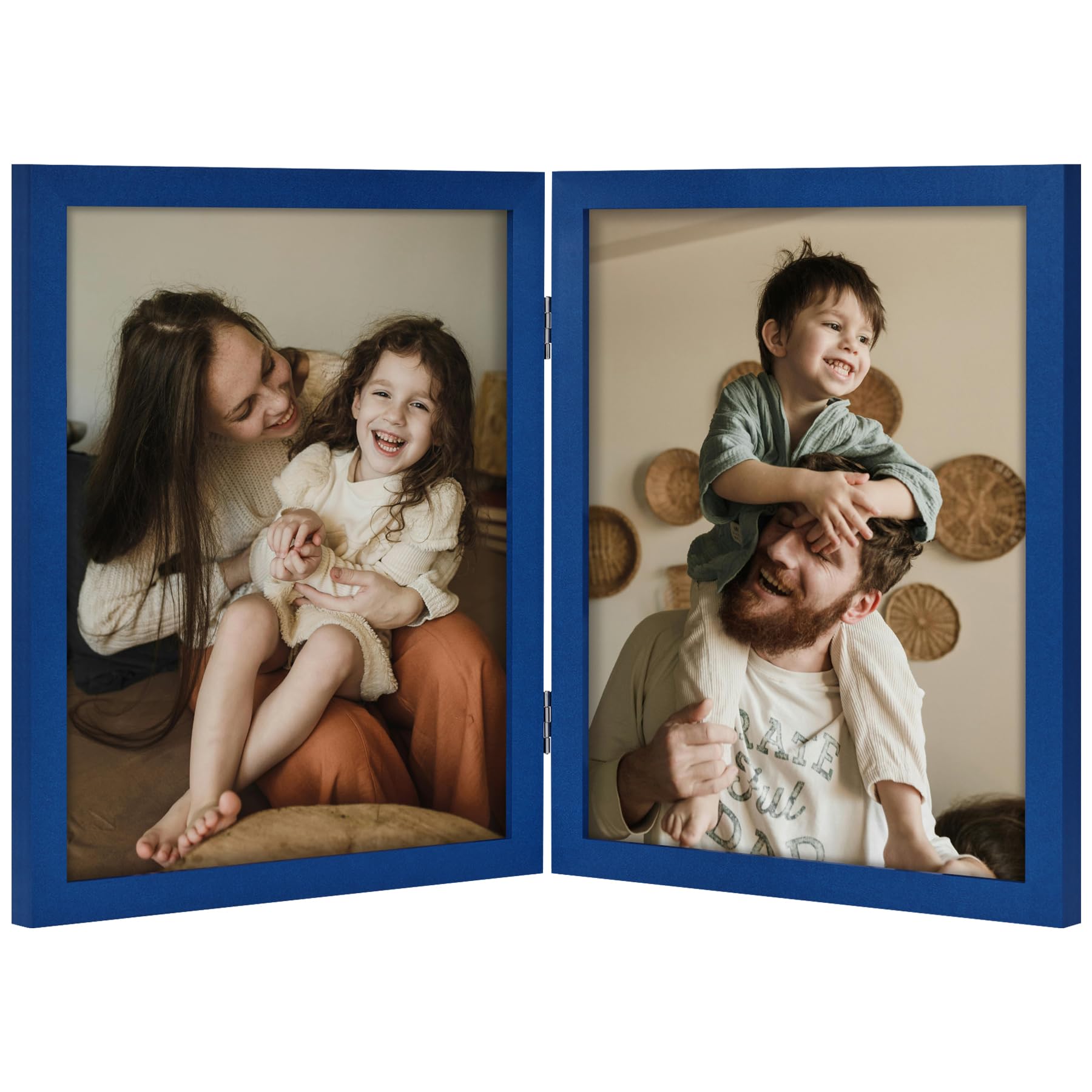 decorUhome Double 4x6 Picture Frame Vertical, Engineered Wood Bifold Photo Frame with Plexiglass for Tabletop Display, 4x6, Black