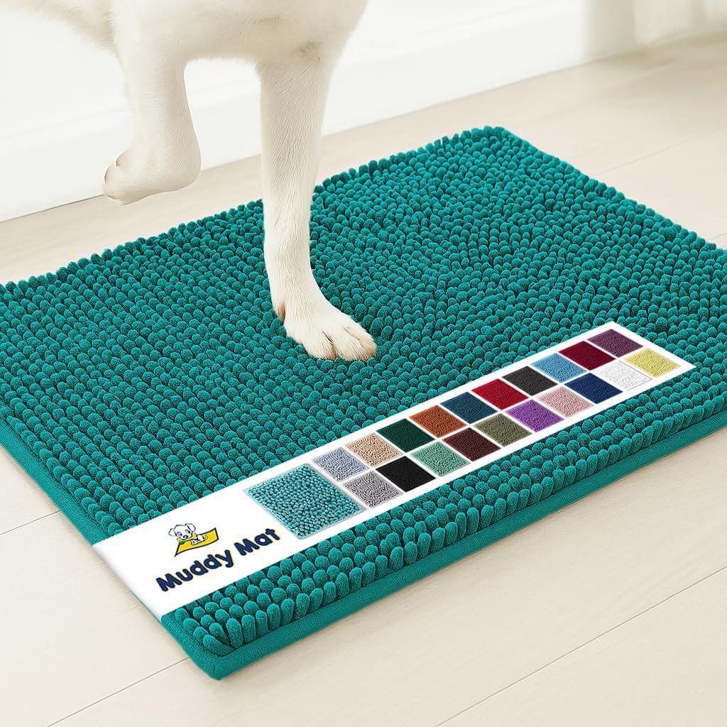 Muddy Mat® | Super Absorbent Door Mat Indoor, Microfiber Quick Dry Chenille Entryway Rug, Non-Slip Front Door Mat, Indoor Mats for Entryway, Machine Washable Pet Rug, Grey 30"x19"
