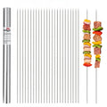 WillBBQ 100PCS 13" Round Stainless Steel BBQ Skewers with Metal Storage Tube - Reusable Grilling Sticks for Lamb, Beef, Chicken, Shrimp, Vegetables