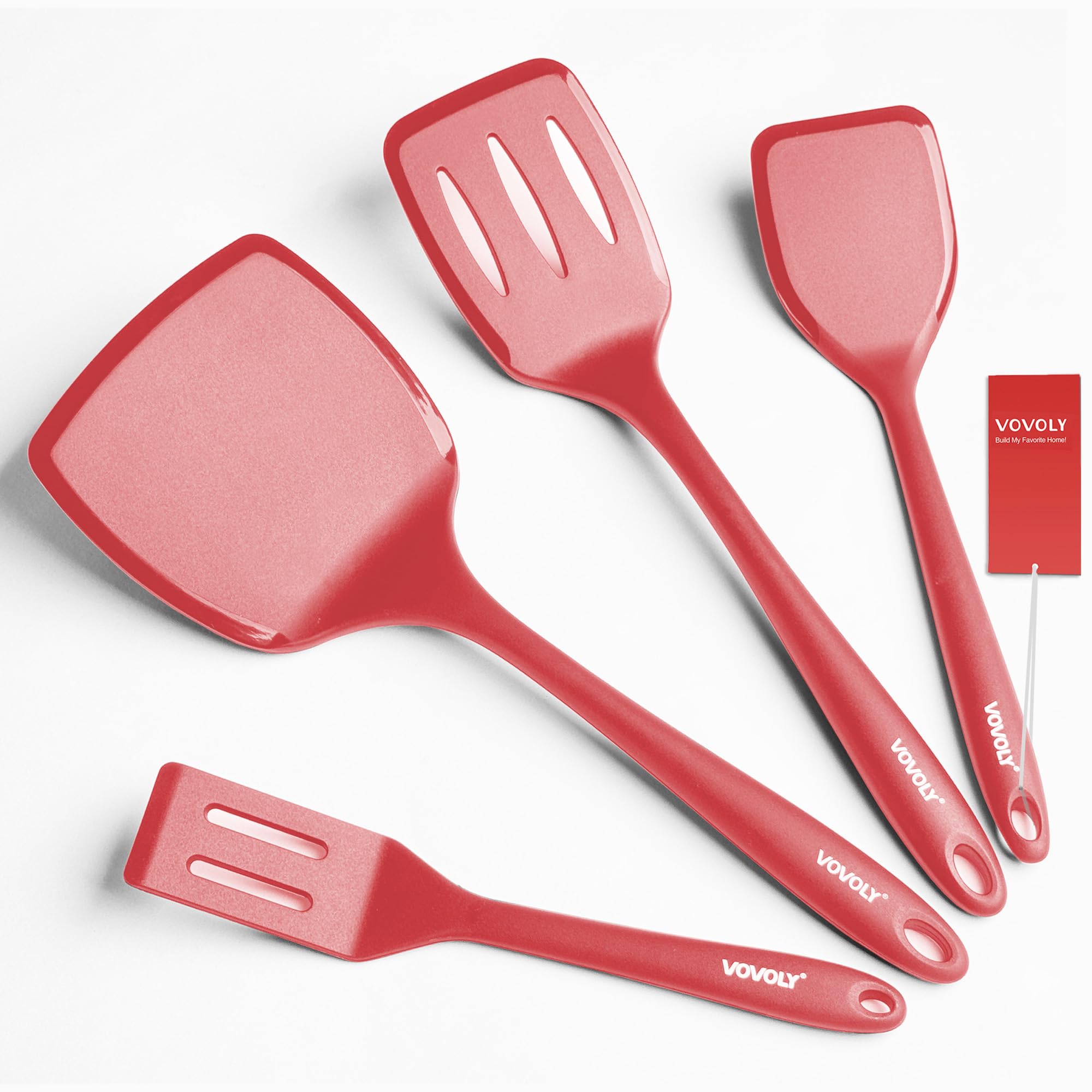 Silicone Spatula Set, 600°F Heat Resistant Silicone Spatula Turner Flipper for Cooking, Non Stick and Non Scratch Kitchen Utensils for Eggs & Pancakes, 4 Pack, Black
