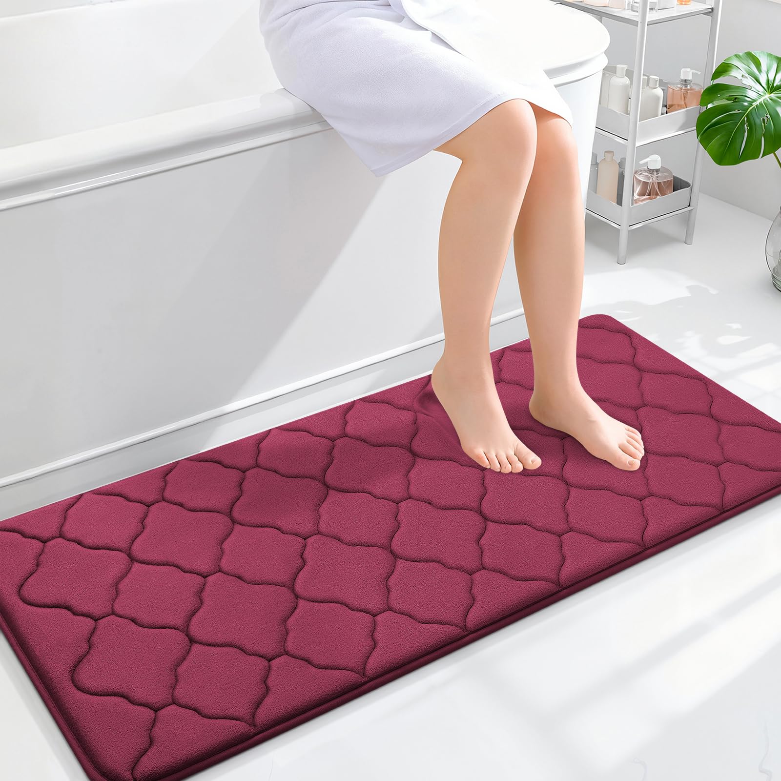 OLANLY Memory Foam Bath Mat Rug 24x16, Ultra Soft and Absorbent Bathroom Rugs, Non-Slip, Comfortable, Machine Washable Bath Carpet for Bathroom Floor, Tub, Shower and Home Decor Accessories, Black