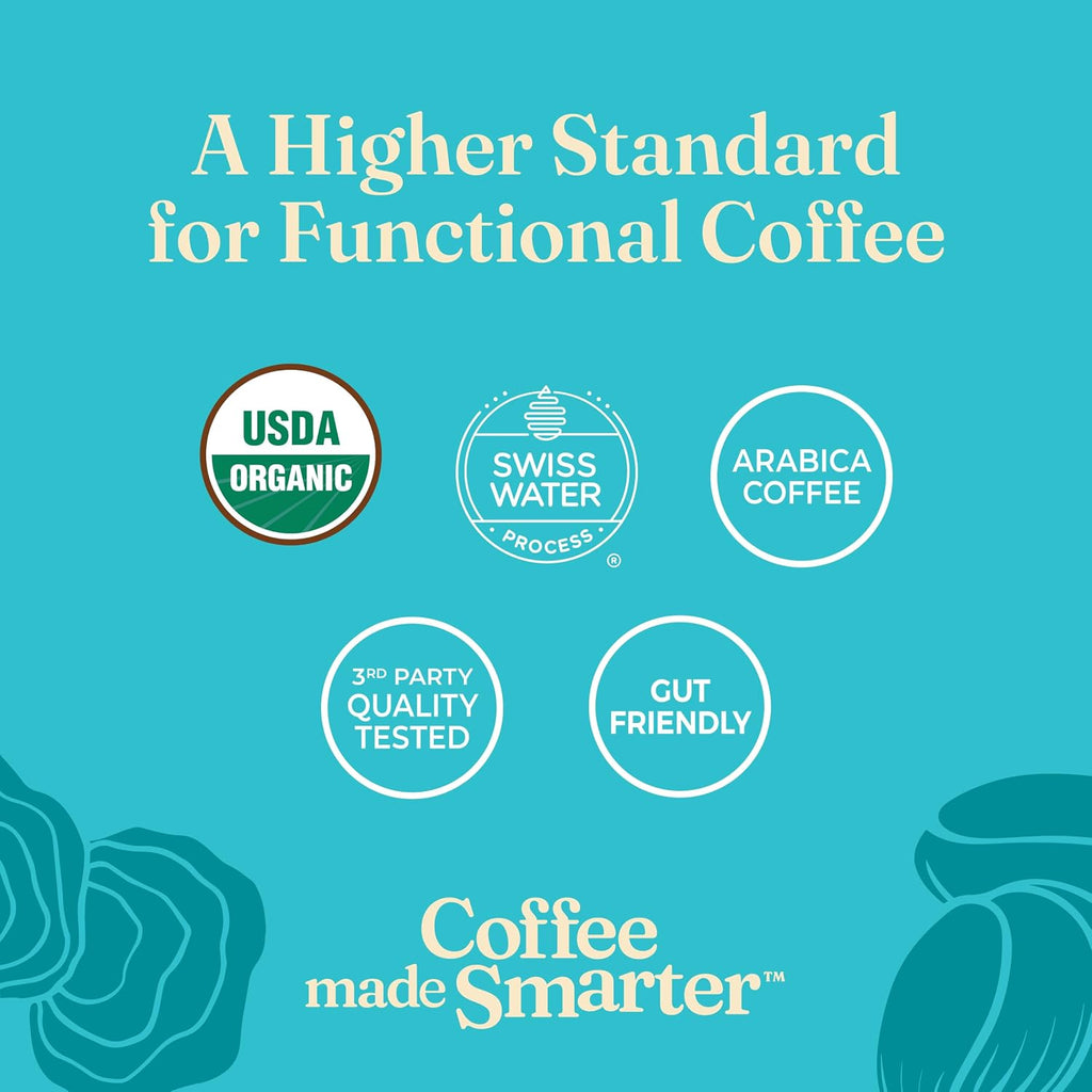 Four Sigmatic Gut Health Organic Ground Coffee | Medium Roast, Immune Boosting Probiotic Mushroom Coffee with Chaga & Turkey Tail for Gut Health & Immune Support | 12oz Bag