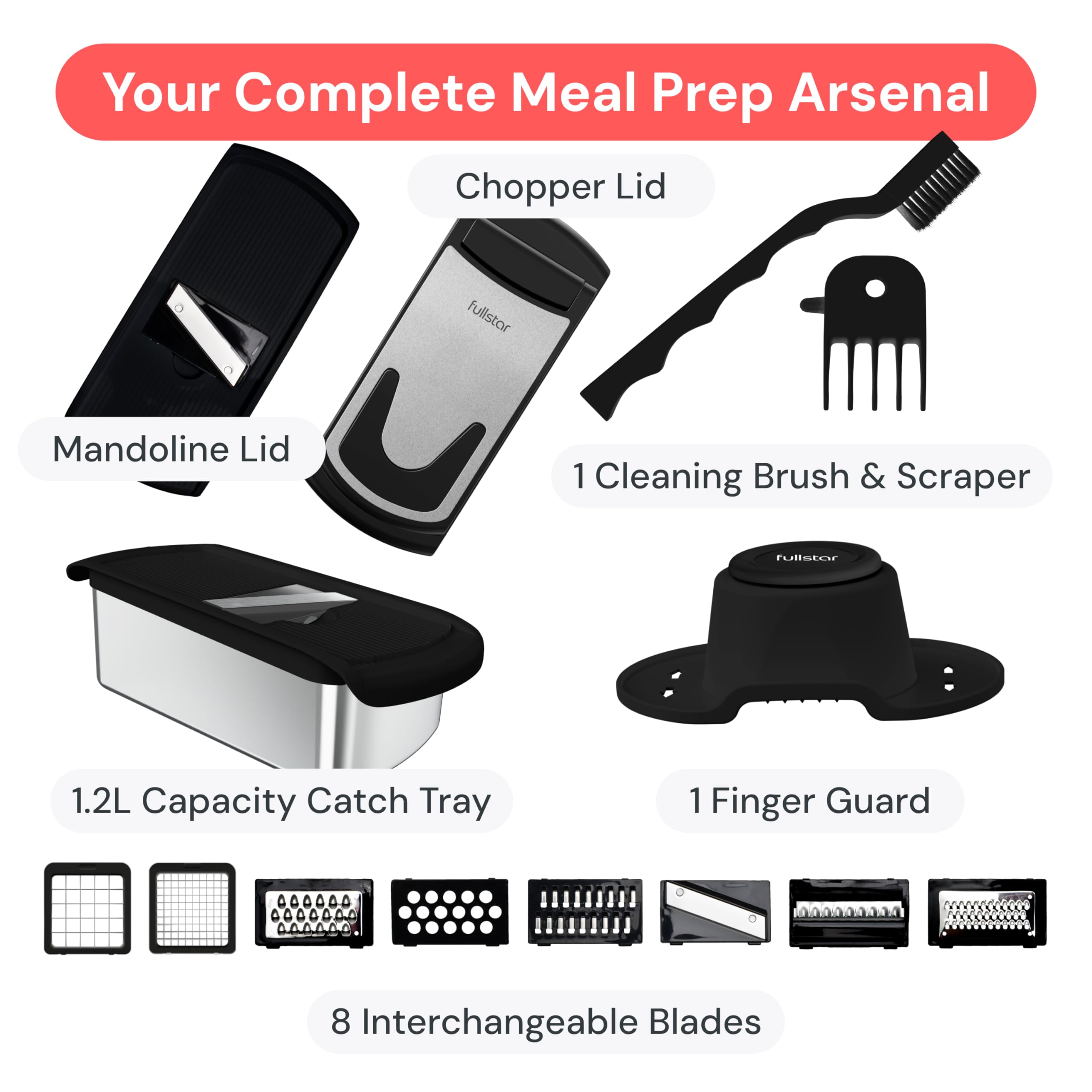 Fullstar The Original Pro Chopper - Vegetable Chopper and Spiralizer, Food Chopper with Container, Fruit Slicer, Kitchen Gadgets & Gifts, Home Essentials (4 in 1, White)