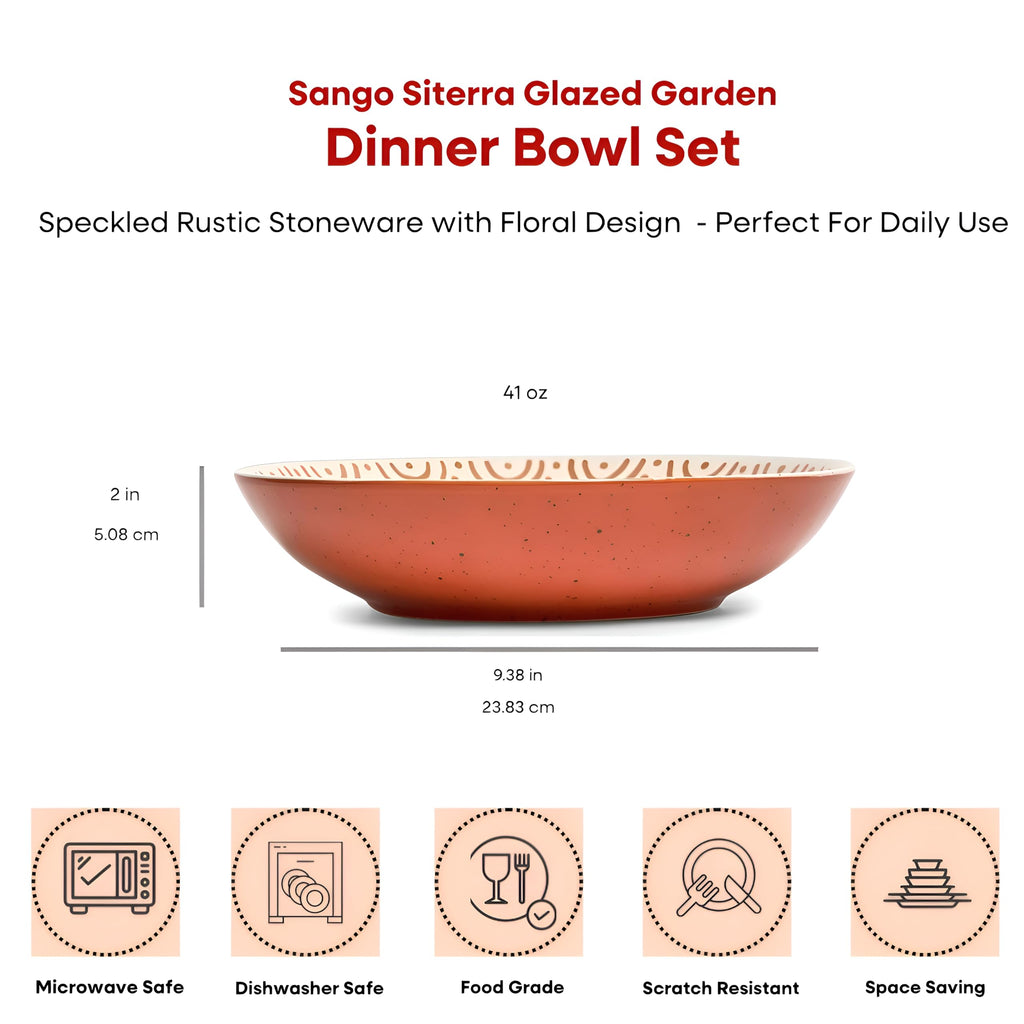 Sango Siterra Painter's Palette 16-Piece Stoneware Dinnerware Set - Service for 4, Ceramic Plates and Bowls Sets, Chip Resistant, Rustic Dishware, Microwave & Dishwasher Safe Kitchen Dishes