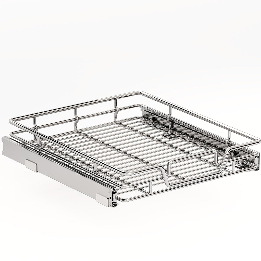 2-Tier Kitchen Cabinet,Pull Out Cabinet Organizer,Shelf and Drawer Organizer Slide Out Pantry Storaqe Basket in Multiple Sizes (12" W x21 D)