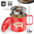 PGYARD Mini Bacon Grease Saver With Strainer - 20 OZ Stainless Steel Oil Container, Farmhouse Bacon Grease Keeper For Kitchen Fat Storage, Dishwasher Safe-Silver