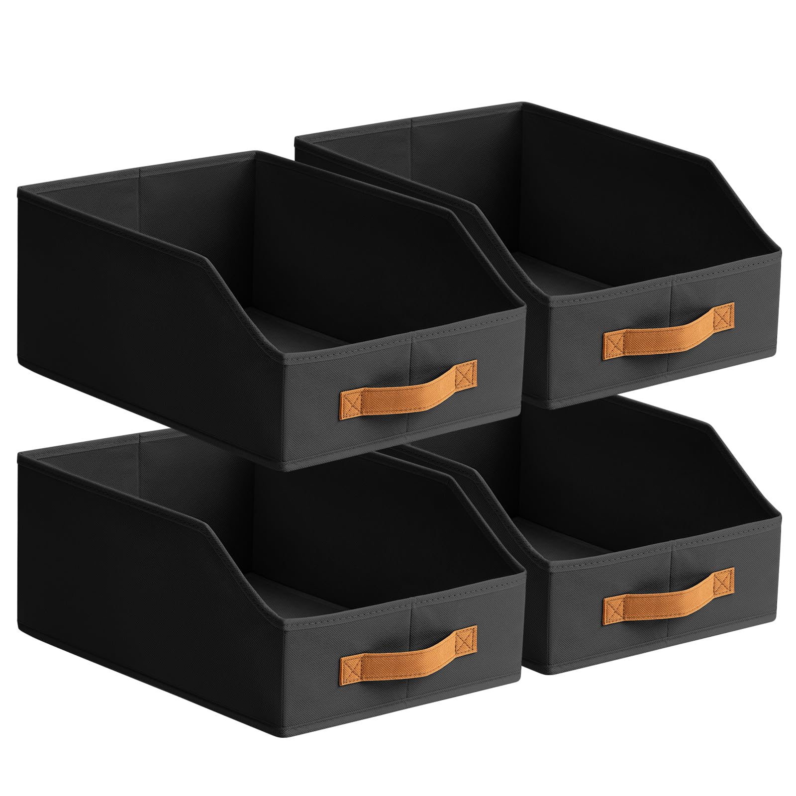 Homsorout Fabric Storage Bins for Organizing - 6 Pack Large Trapezoid Collapsible Storage Bins with Front Handle, Closet Organizers and Storage for Bedroom, Home Shelves, Small Spaces, Beige