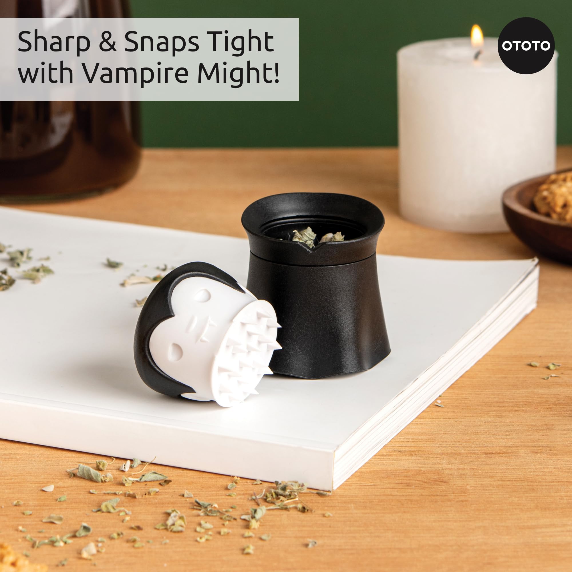 OTOTO New Grindula Herb Grinder - Dracula Gothic Manual Spice Grinder for Kitchen, Halloween Mini Spice Grinder, Unique Kitchen Gadgets, Goth Accessories, Spooky Goth Kitchen Gifts, Black