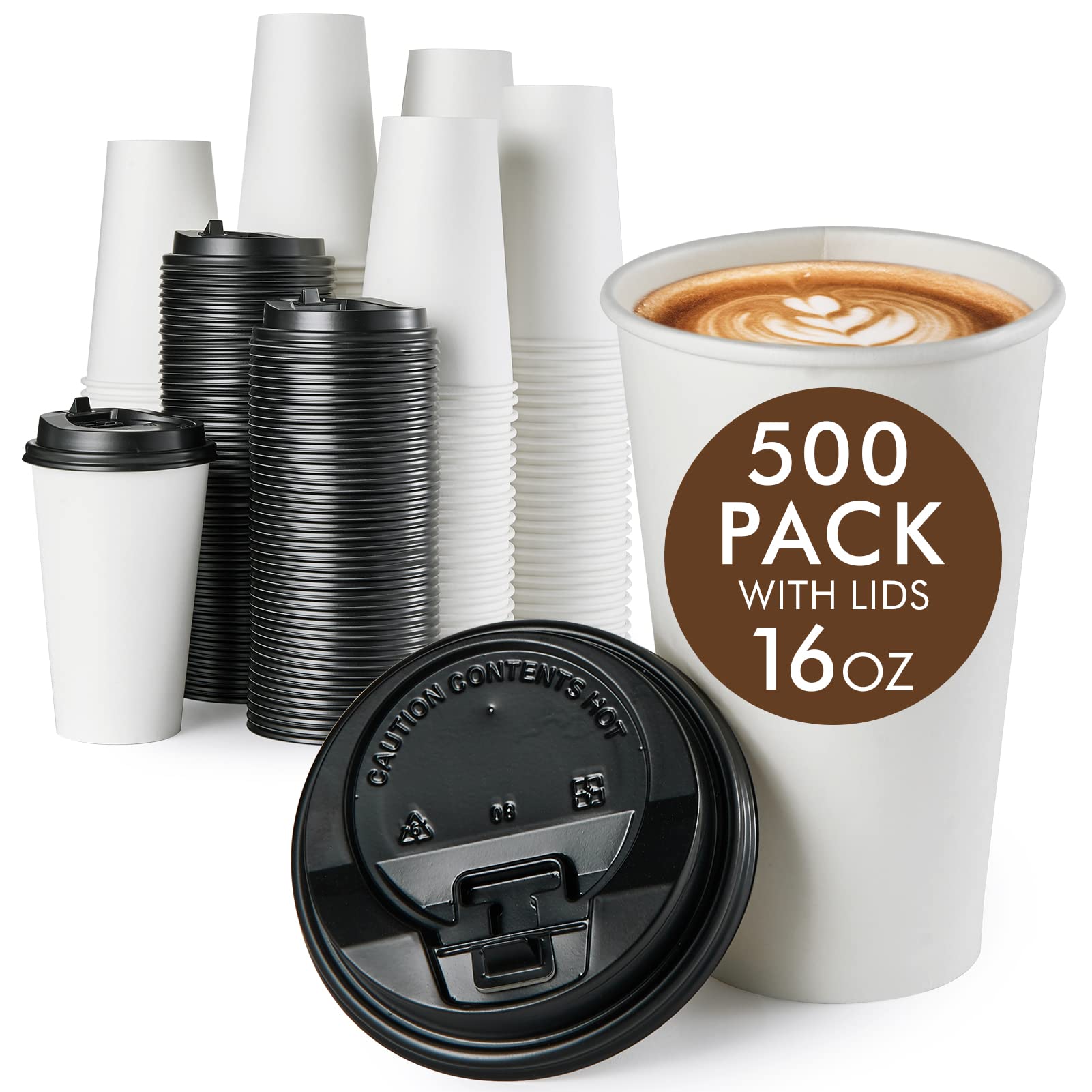 Vplus 500 Pack 12 OZ Paper Coffee Cups, Disposable 12 OZ Coffee Cups With Lids, Cold/Hot Drinking, For Home, Traveling, Stores, Office, And Events