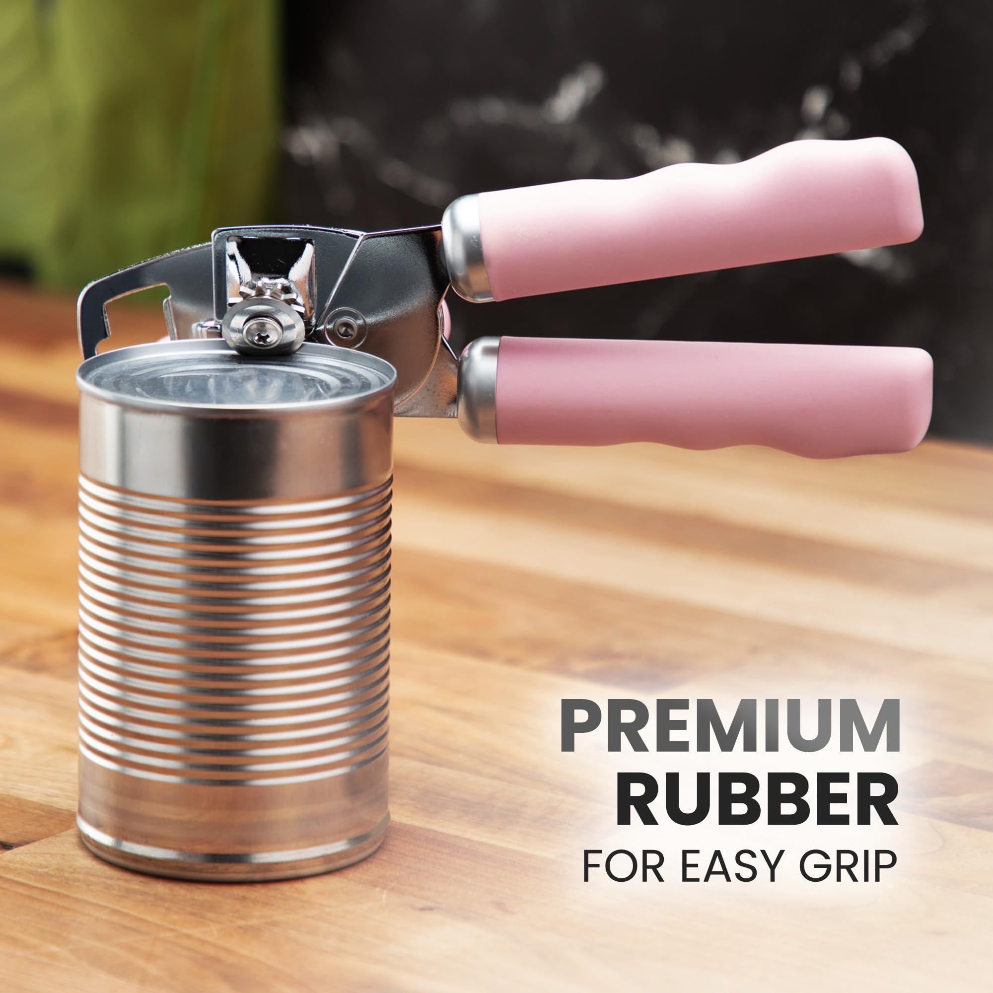 Zulay Kitchen COMFY™ Can Opener Manual with Bottle Opener - Rust Proof Stainless Steel Manual Can Opener With Turn Knob & Comfy Soft Grip Handles - Black