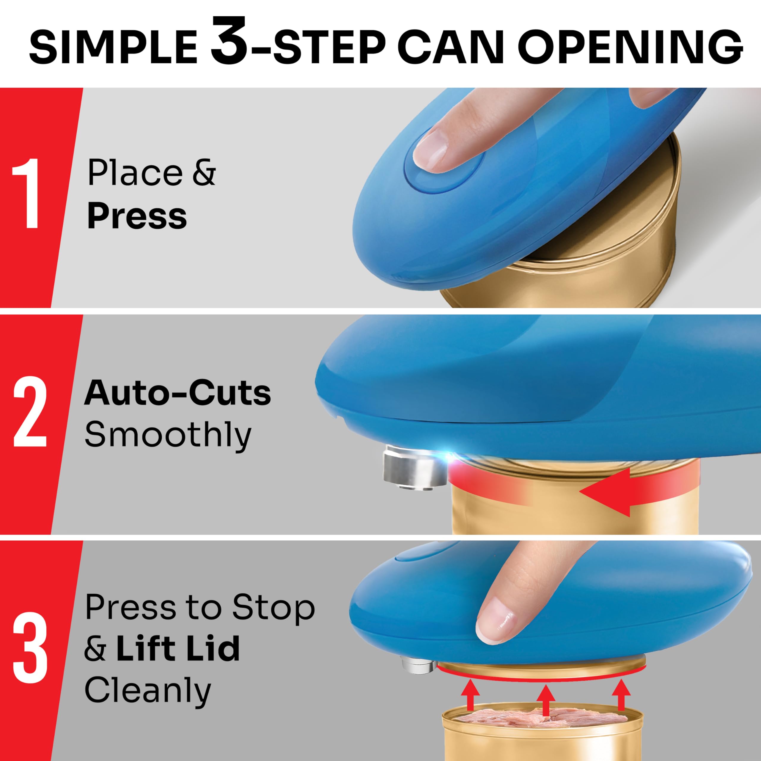MUELLER HOME SmoothEdge Auto Electric Can Opener – Battery‑Operated One‑Touch w Magnet Lid Lifter – Portable Hands‑Free Automatic Can Openers for Seniors & Arthritis, Smooth‑Edge Cut Technology, Black