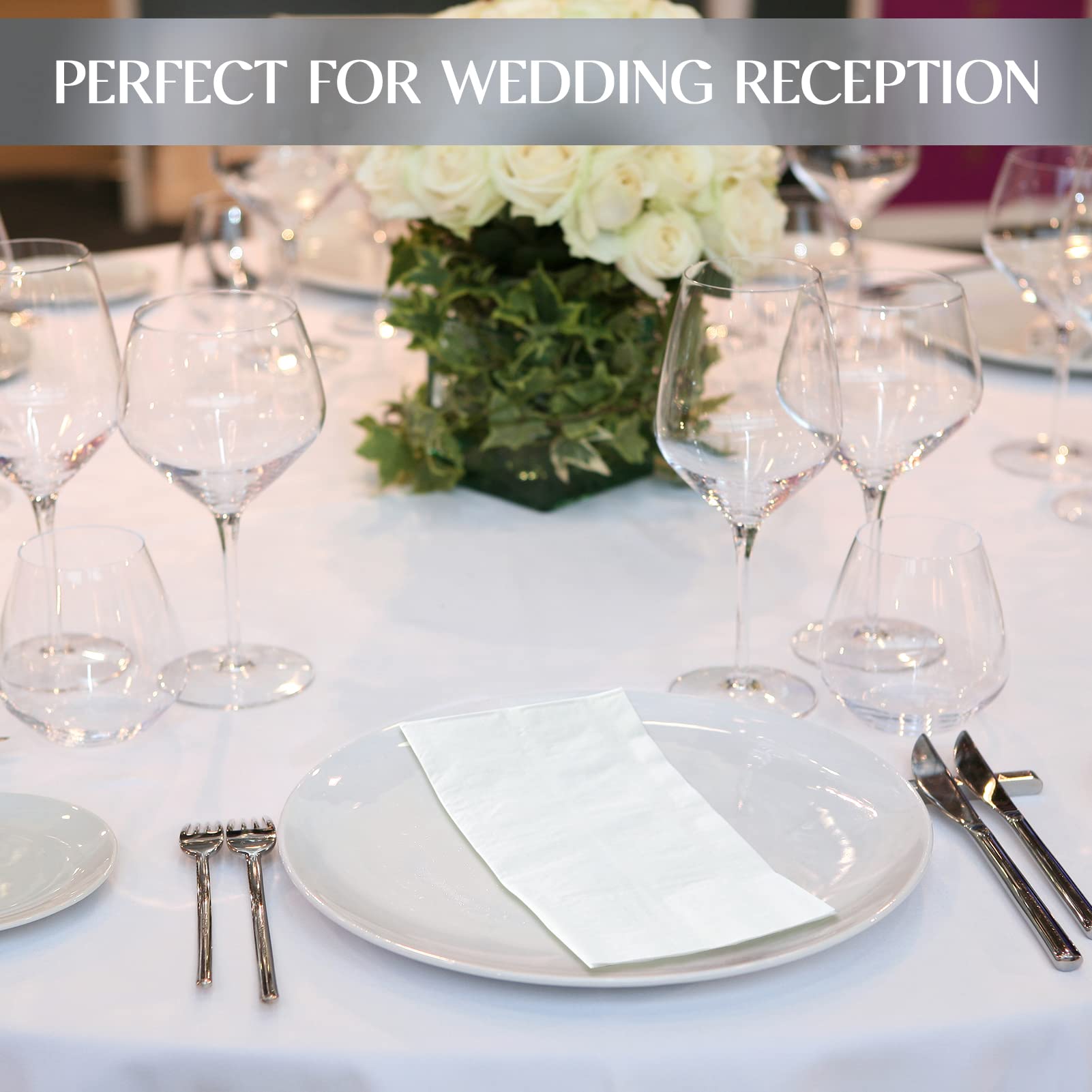 Vplus 600 Pack Paper Napkins Guest Towels Disposable Premium Quality 3-ply Dinner Napkins Disposable Soft, Absorbent, for Kitchen, Wedding, Parties, Dinners or Events(Gold)