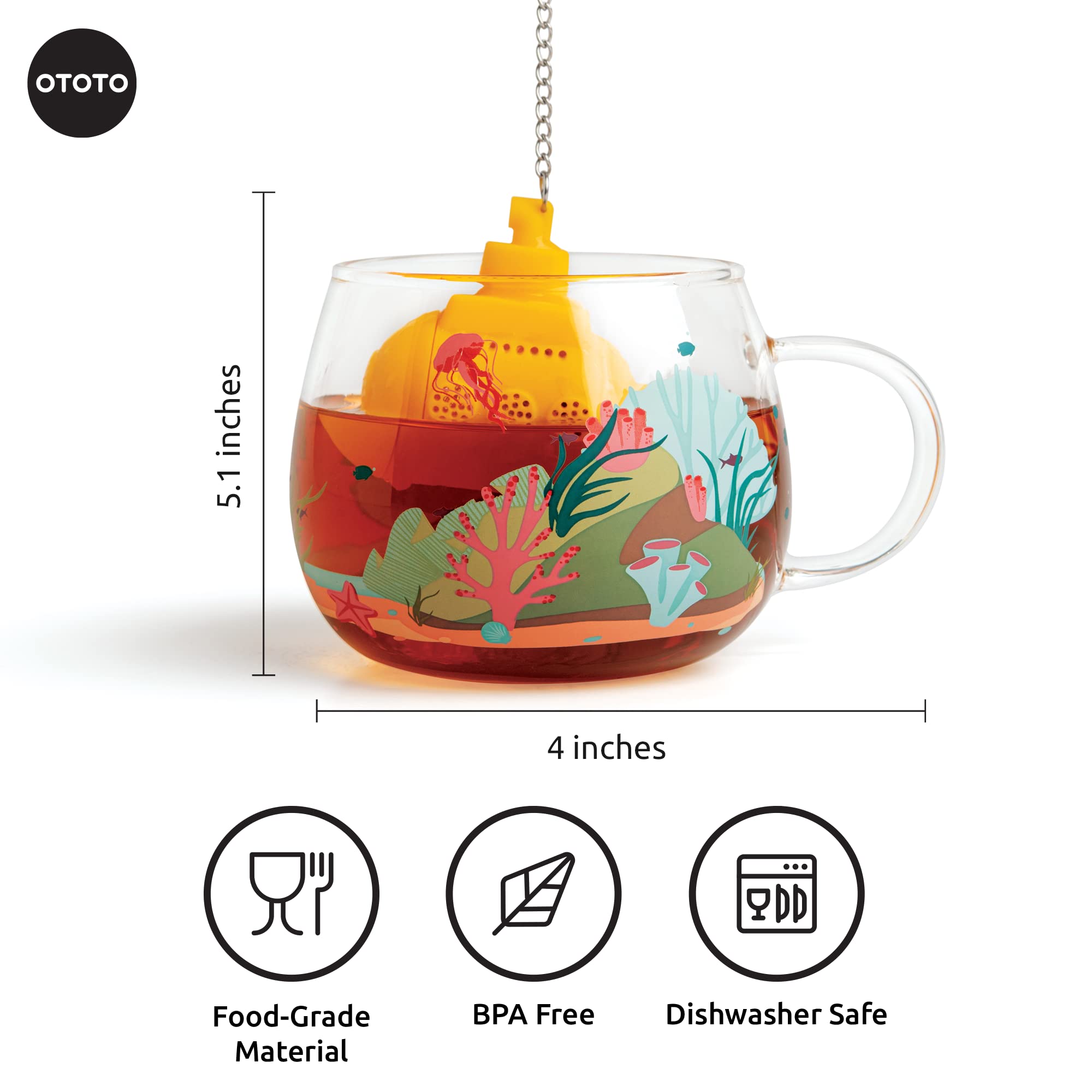 Cute Tea Infuser by OTOTO - Loose Leaf Tea Steeper, Tea Accessories, Tea Diffusers, Tea Infuser for Loose Leaf Tea, Tea Strainers, Cute Gifts, Tea Gift Set, Kitchen Gifts, Cooking Gadgets
