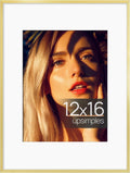 upsimples Aluminum 12x16 Picture Frame Gold, Display Photo 8.5x11 with Mat or 12 x 16 without Mat, Wall Hanging Metal Poster Frame with Acrylic Cover, 1 Pack