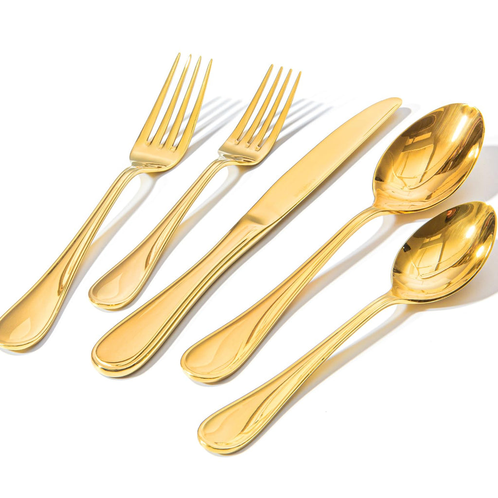 KINGSTONE 20 Piece Teardrop Silverware Set for 4, 18/10 Stainless Steel Flatware Set, Modern Design Cutlery Set for Home/Hotel/Wedding,Mirror Polished and Dishwasher Safe