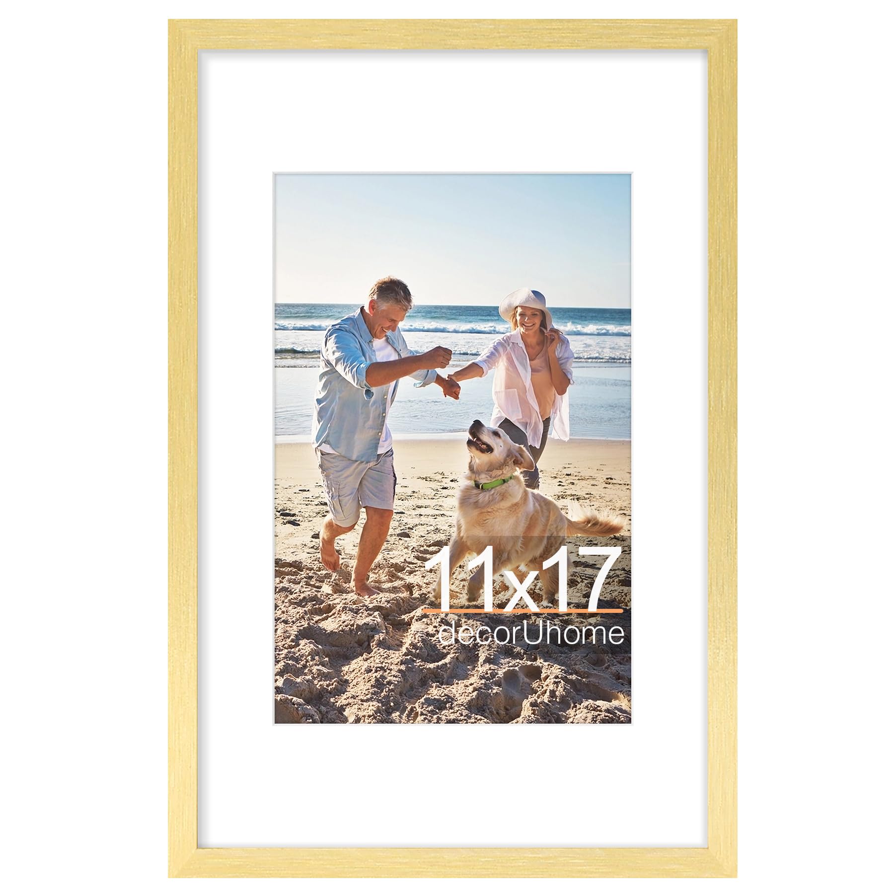 decorUhome 8x10 Picture Frame, Display Pictures 5x7 with Mat or 8x10 without Mat, Wall & Tabletop Display Photo Frame, Black, 1 Pack