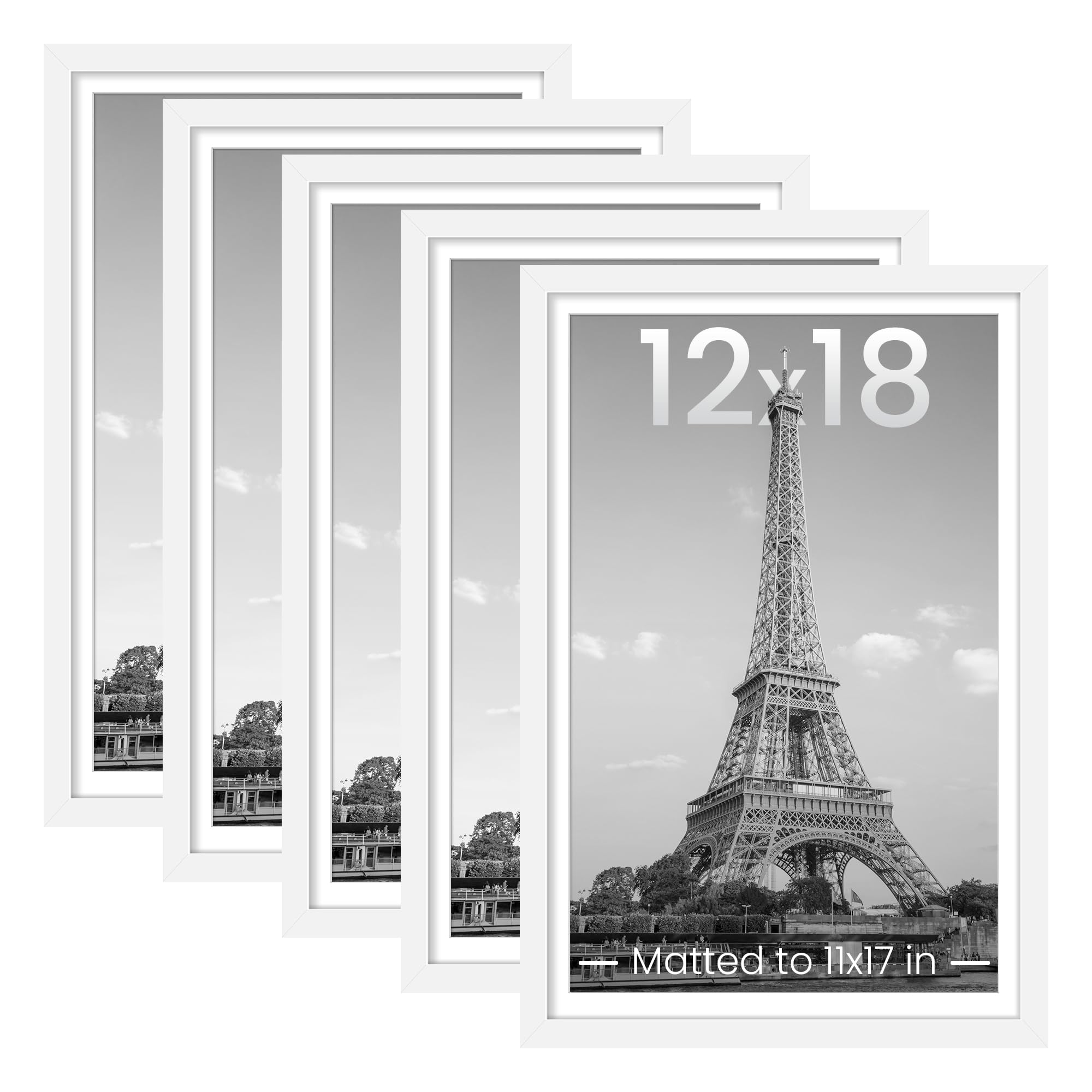 upsimples 8x10 Picture Frame Set of 5, Display Pictures 5x7 with Mat or 8 x 10 Without, Wall Gallery Photo Frames, Black