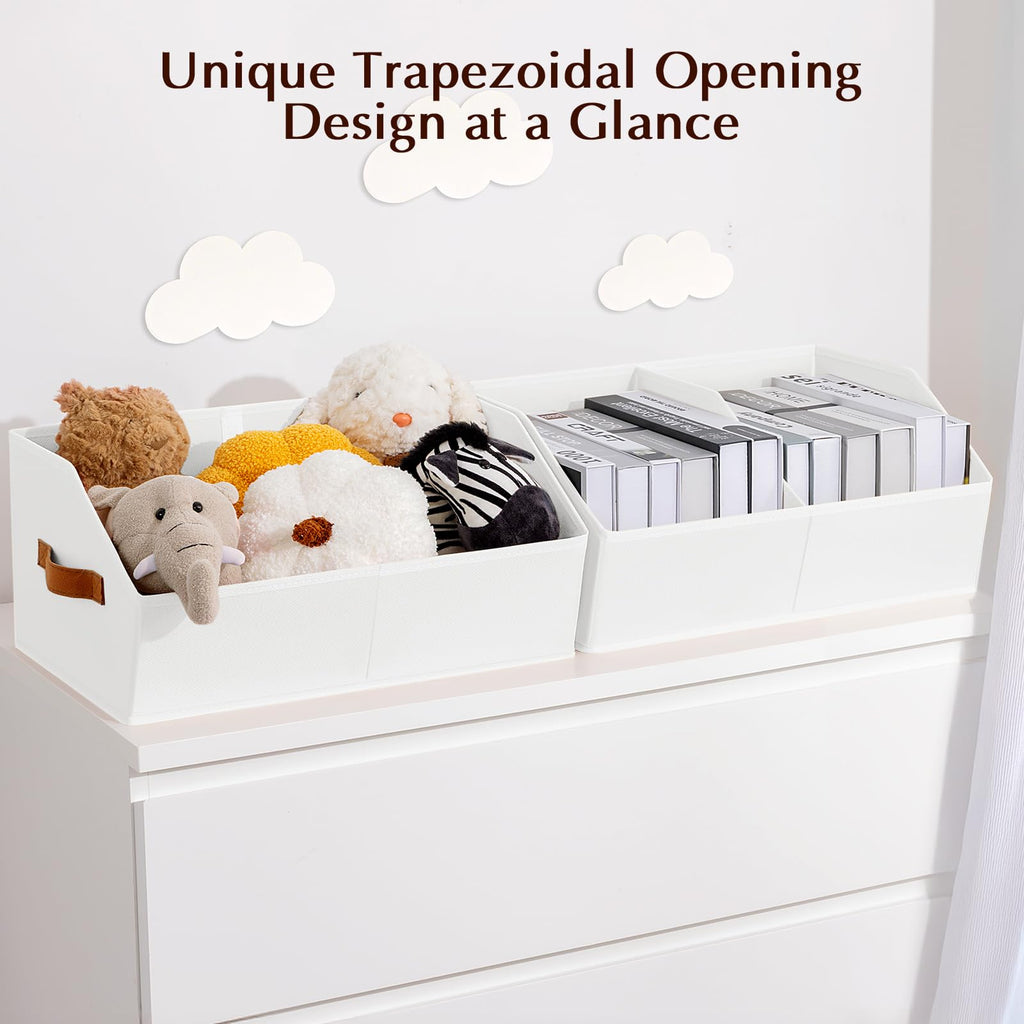Homsorout Closet Organizers and Storage Bins - 8 Pack Collapsible Divided Trapezoidal Cube Storage Bins Baskets with Orange Handle for Organizing Clothes Blankets, Toys, Books, Towels(Beige)