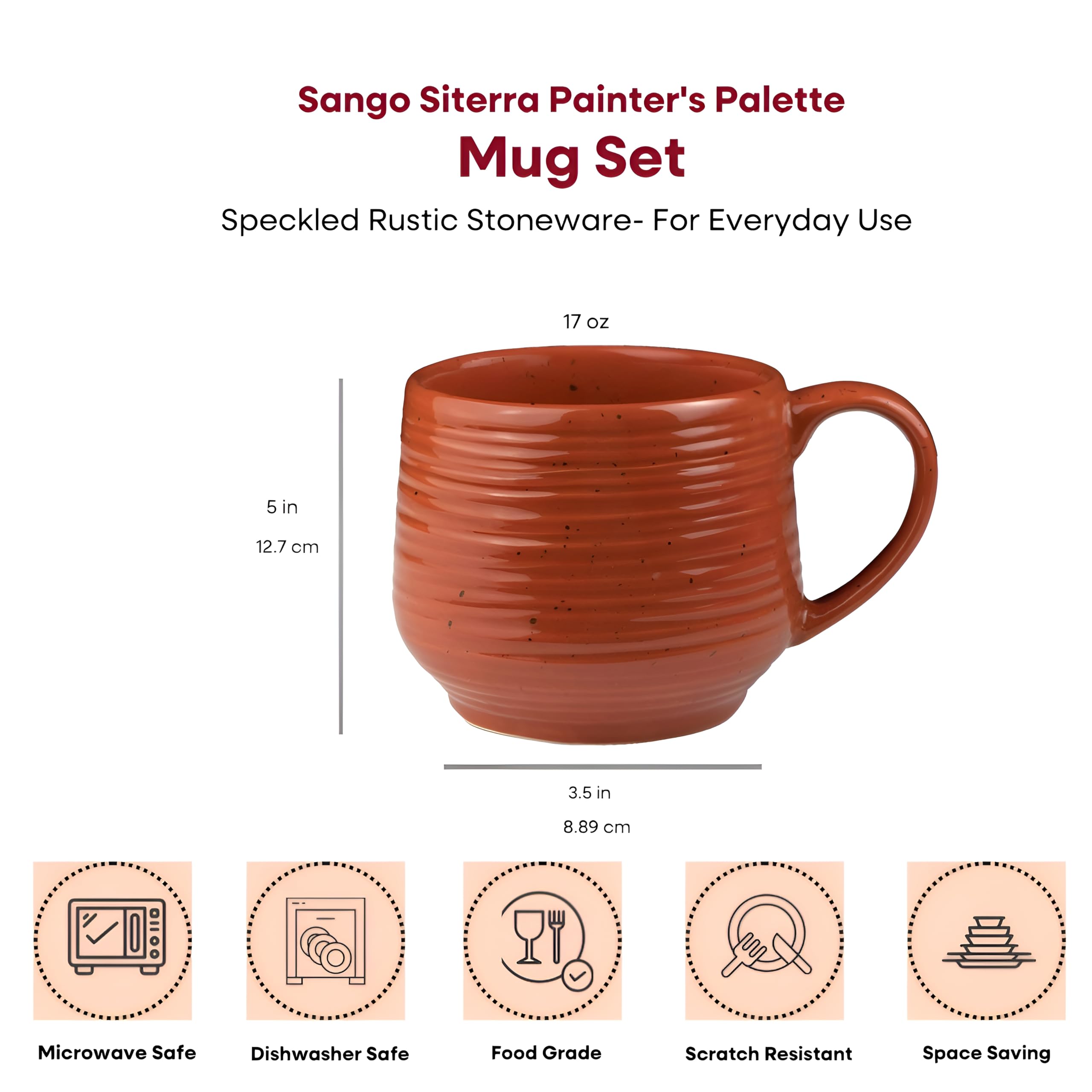 Sango Siterra Painter's Palette 16-Piece Stoneware Dinnerware Set - Service for 4, Ceramic Plates and Bowls Sets, Chip Resistant, Rustic Dishware, Microwave & Dishwasher Safe Kitchen Dishes