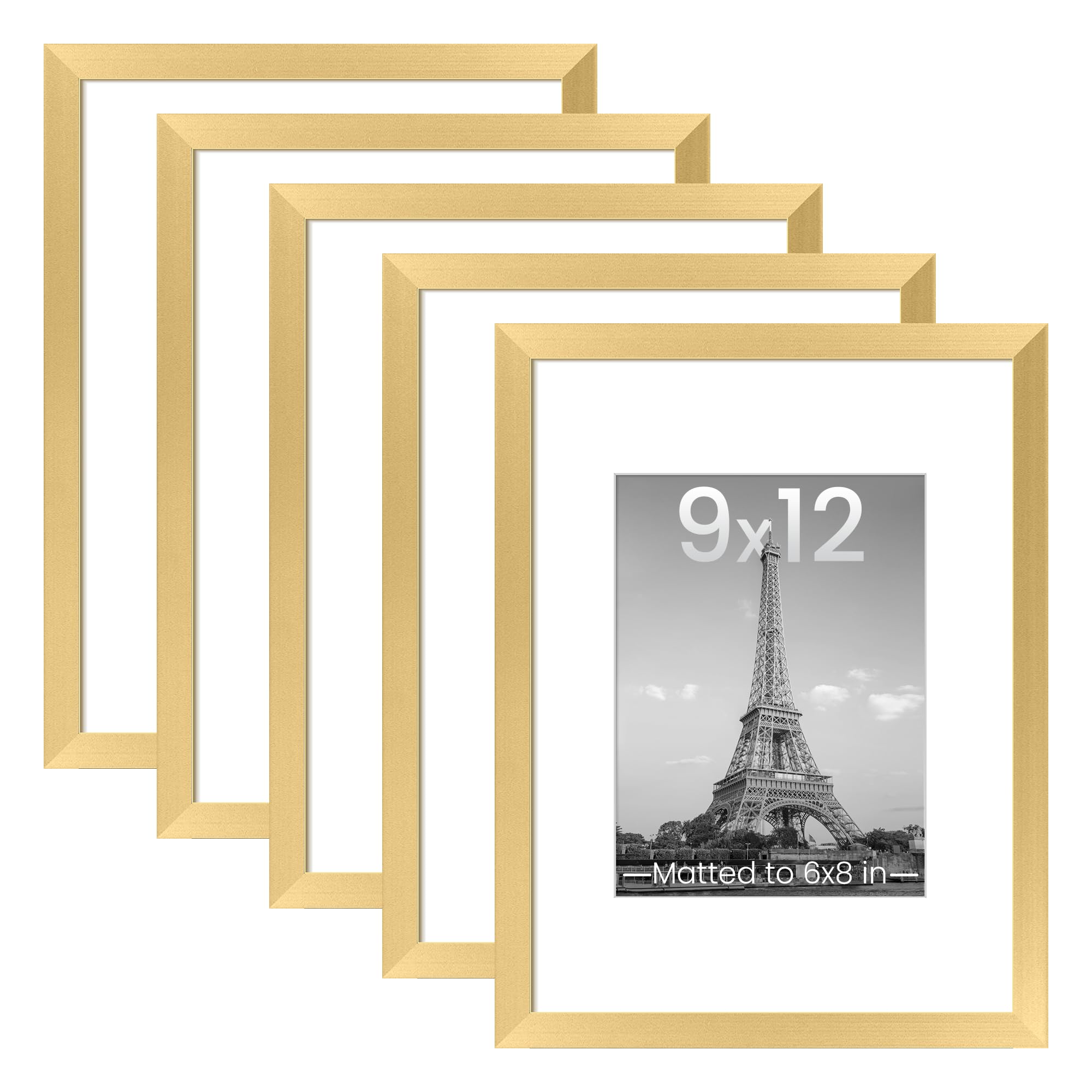 upsimples 8x10 Picture Frame Set of 5, Display Pictures 5x7 with Mat or 8 x 10 Without, Wall Gallery Photo Frames, Black