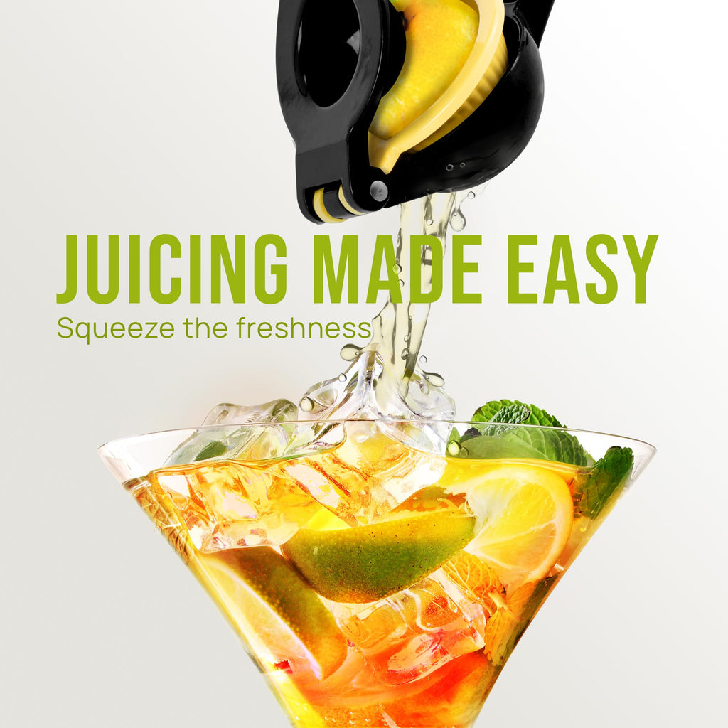 Zulay Kitchen Metal 2-in-1 Lemon Squeezer - Sturdy Max Extraction Hand Juicer Lemon Squeezer Gets Every Last Drop - Easy to Clean Manual Citrus Juicer - Easy-Use Lemon Juicer Squeezer - Yellow/Green