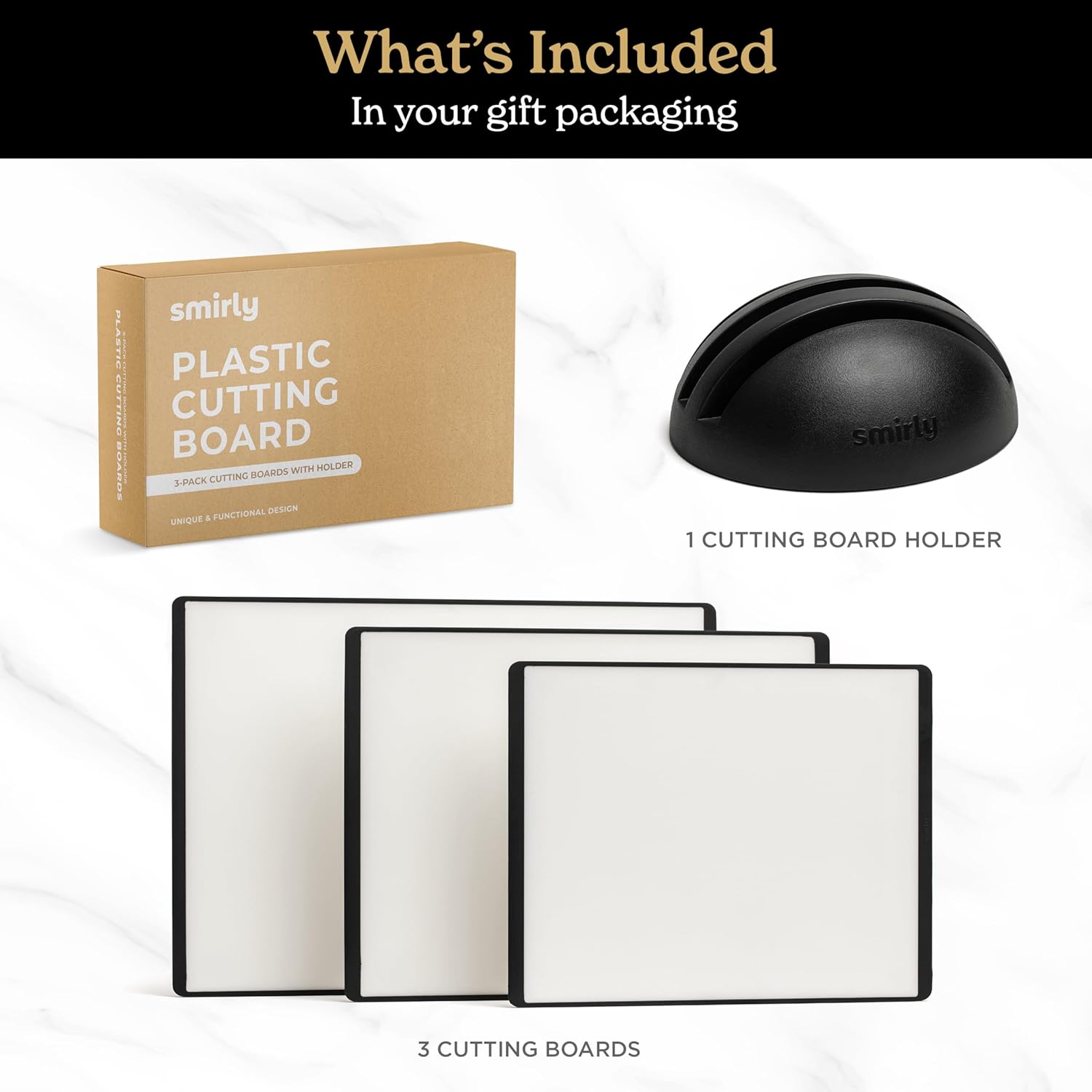 SMIRLY Premium Kitchen Bundle: Silverware Drawer Organizer & Durable Plastic Cutting Board - Home Organization and Food Preparation