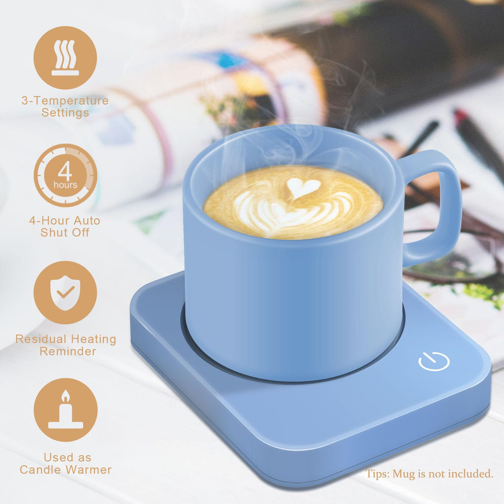 VOBAGA Coffee Mug Warmer for Desk with Auto Shut Off & 3-Temp Settings, Coffee Cup Warmer with Smart Safety Alert Home Office Accessory, Perfect for Coffee, Tea, Milk (Mug for Display)