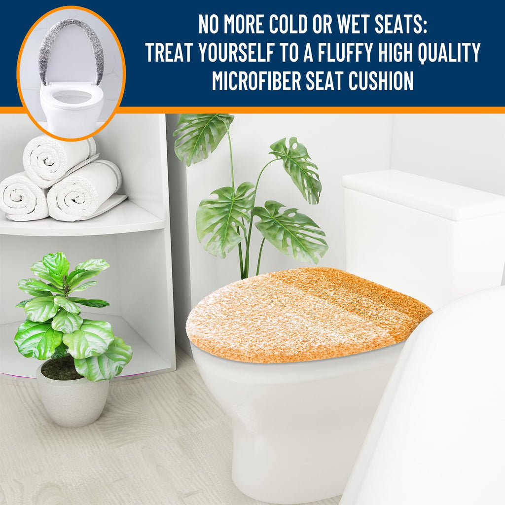 OLANLY Soft Microfiber Bathroom Toilet Lid Cover, Machine Washable Seat Covers, 17.5x15, Stays in Place Rubber Backing, Fits Most Round, Elongated and Oblong Lids, Accessories Decor, Gray