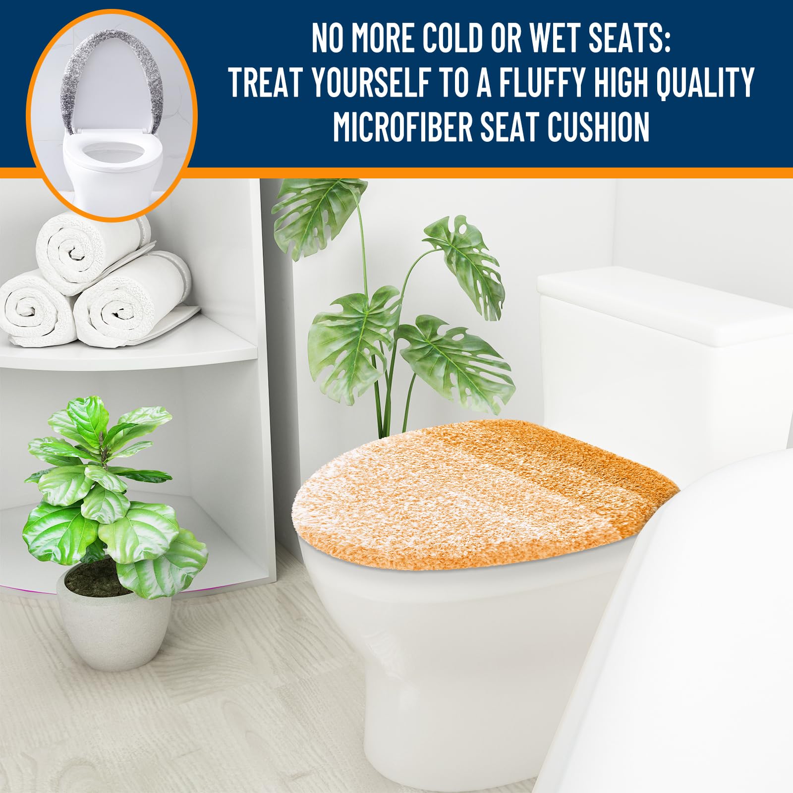 OLANLY Soft Microfiber Bathroom Toilet Lid Cover, Machine Washable Seat Covers, 17.5x15, Stays in Place Rubber Backing, Fits Most Round, Elongated and Oblong Lids, Accessories Decor, Gray